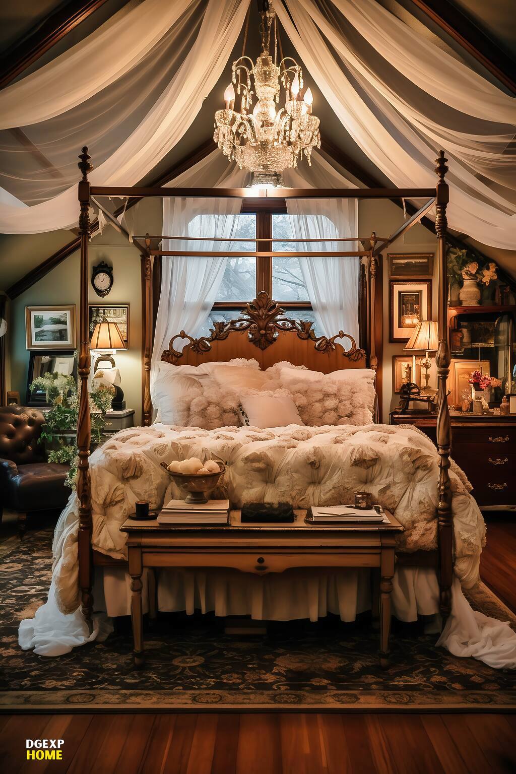 Vintage-Inspired Farmhouse Bedroom With Floral Patterns And Cottagecore Elegance.