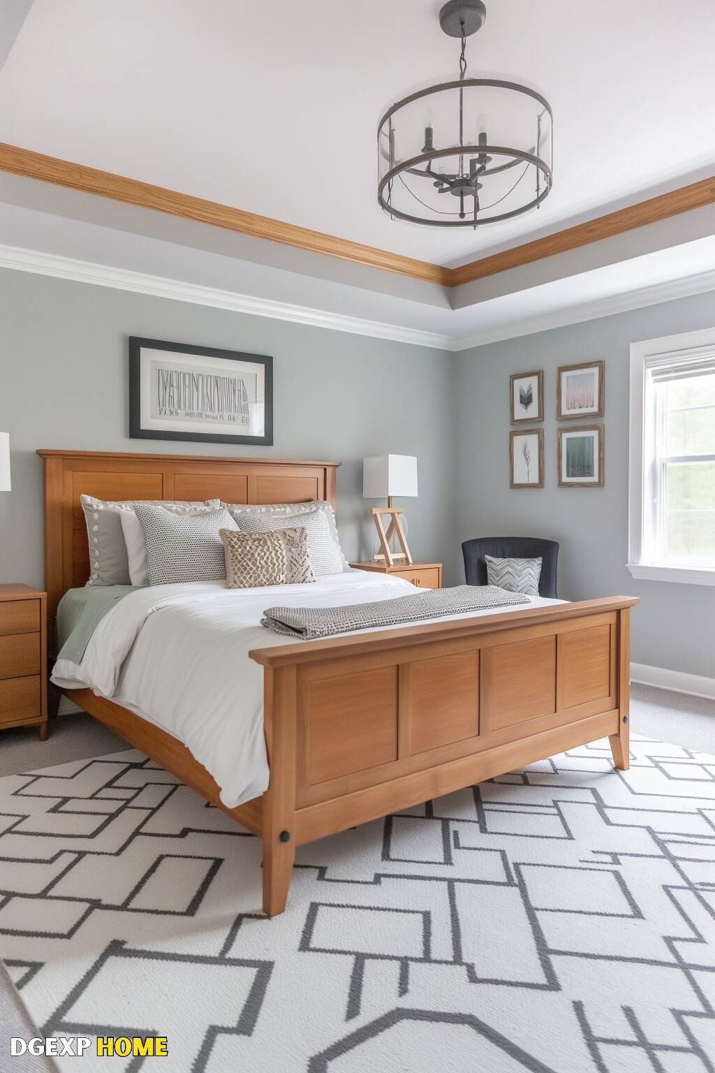 Elegant Biedermeier Bedroom With A Wooden Bed, Soft Bedding, And Stylish Decor.