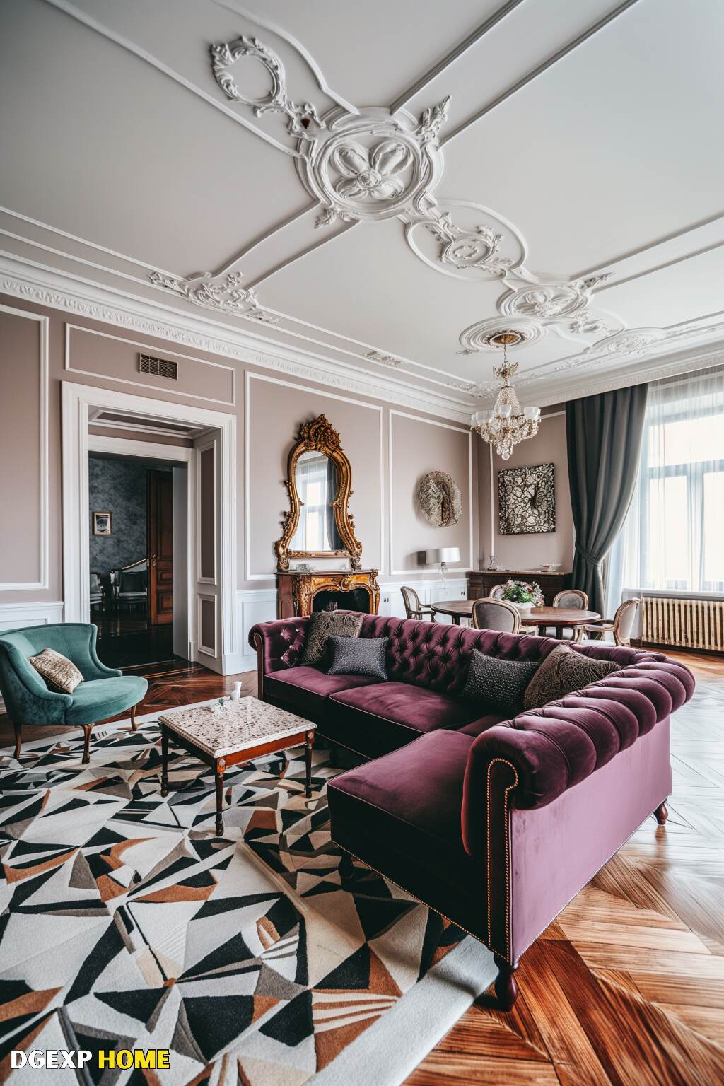 Refined Art Nouveau Living Room With Delicate Decor And Sophisticated Furniture.