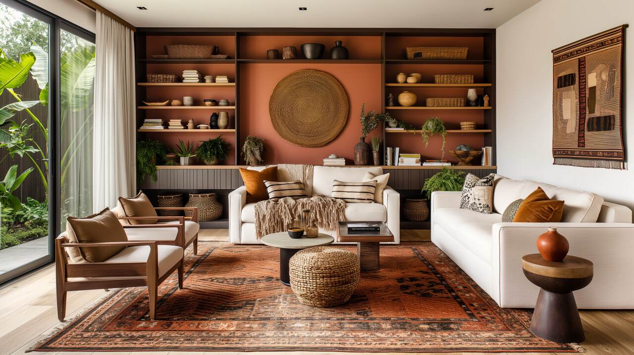 1 Erdige Töne im Boho-Wohnzimmer