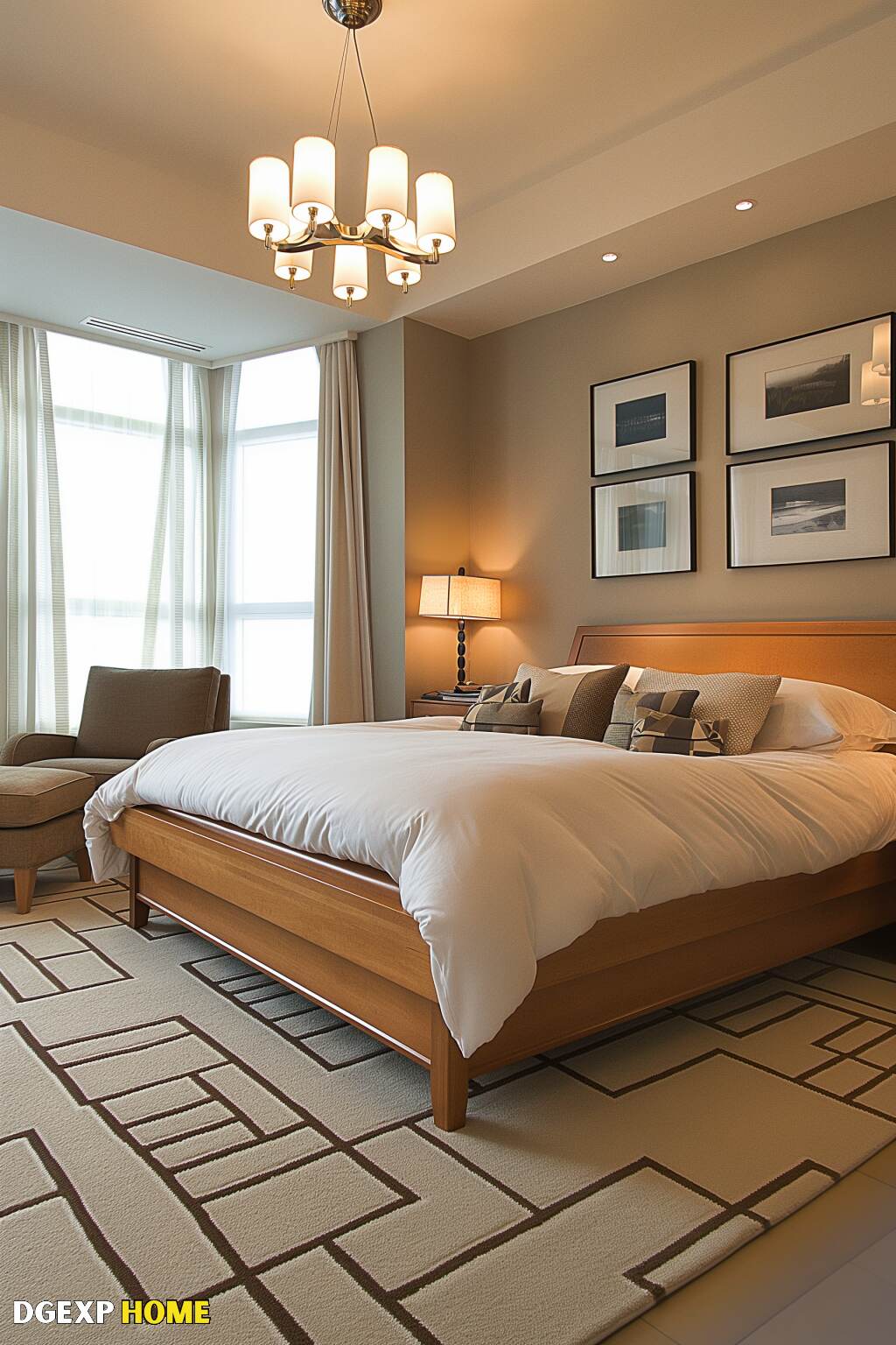Comfortable Biedermeier Bedroom With A Wooden Bed, Cozy Bedding, And Warm Lighting.