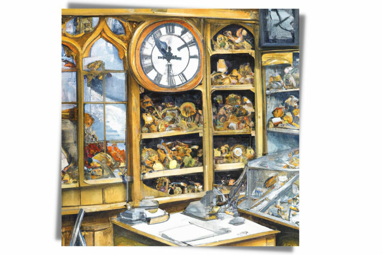 Painting Of Wall Clock Shop