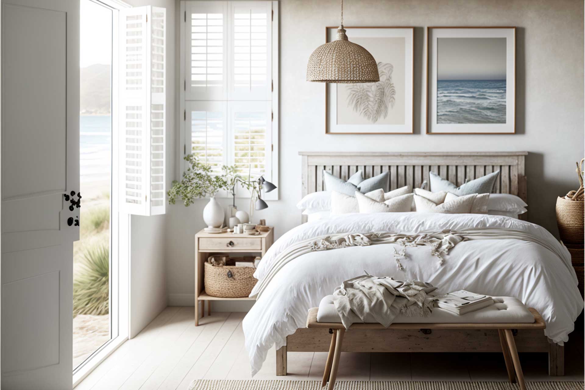 A Minimalist Bedroom With A Relaxing Beach Vibe