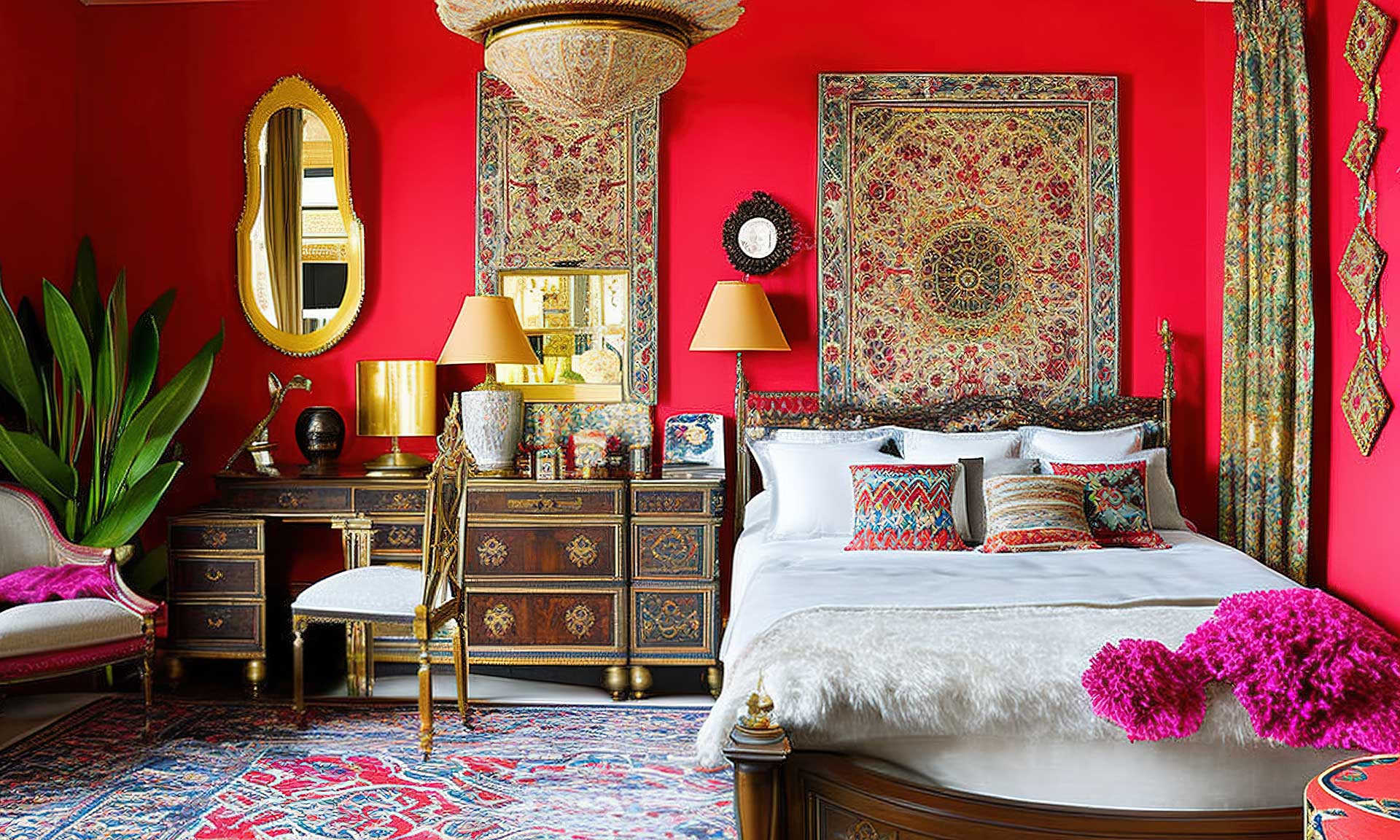 Antique Meets Maximalism In This Colorful Bedroom 1