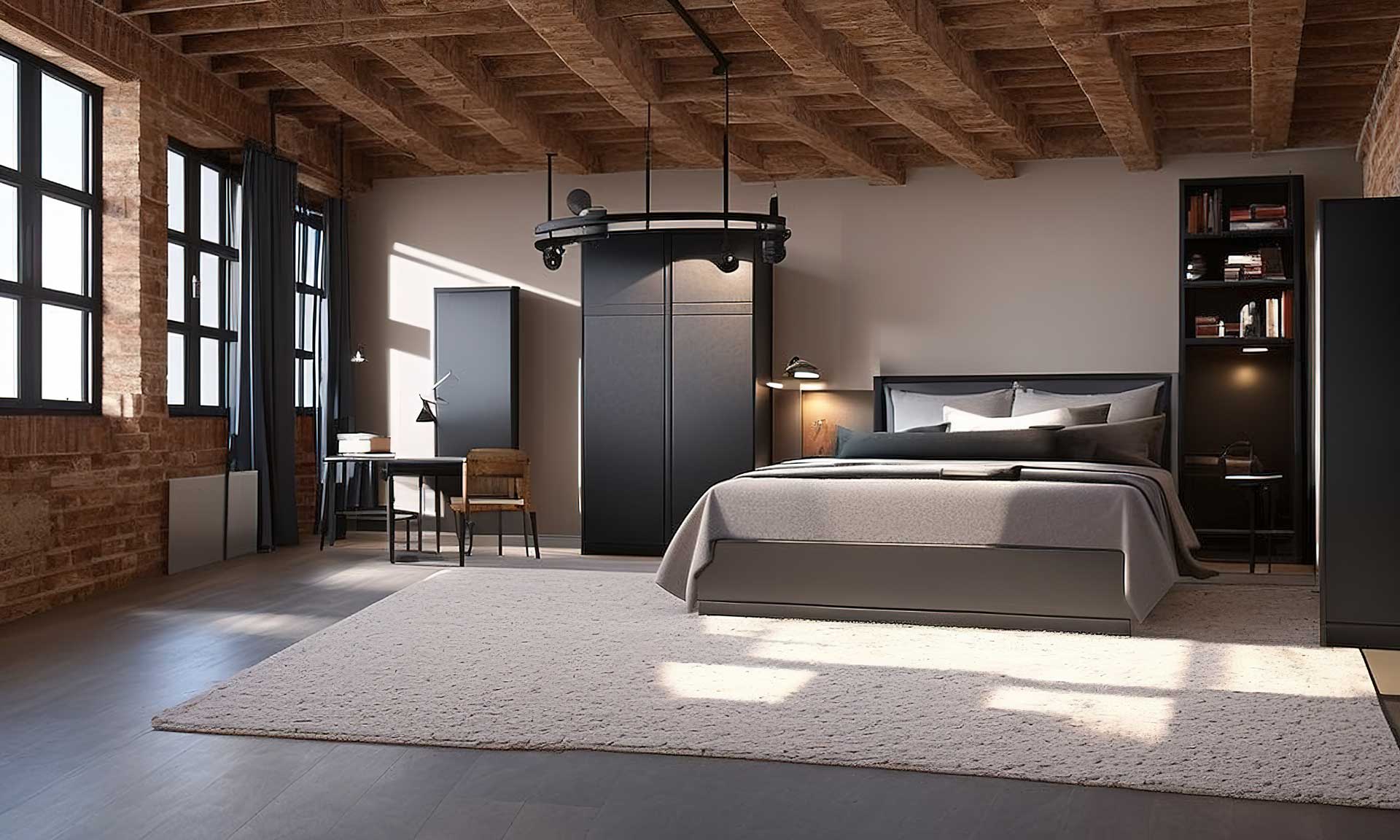 Industrial Chic Minimalist Bedroom