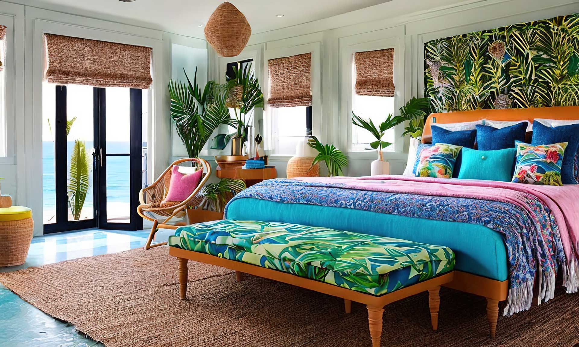 Tropical Maximalist Bedroom Oasis 1