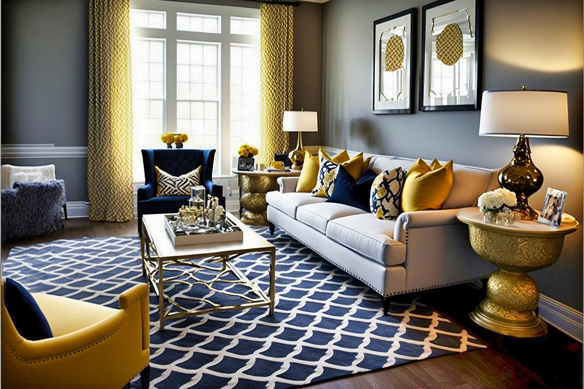 Country Gray Gold Living Room