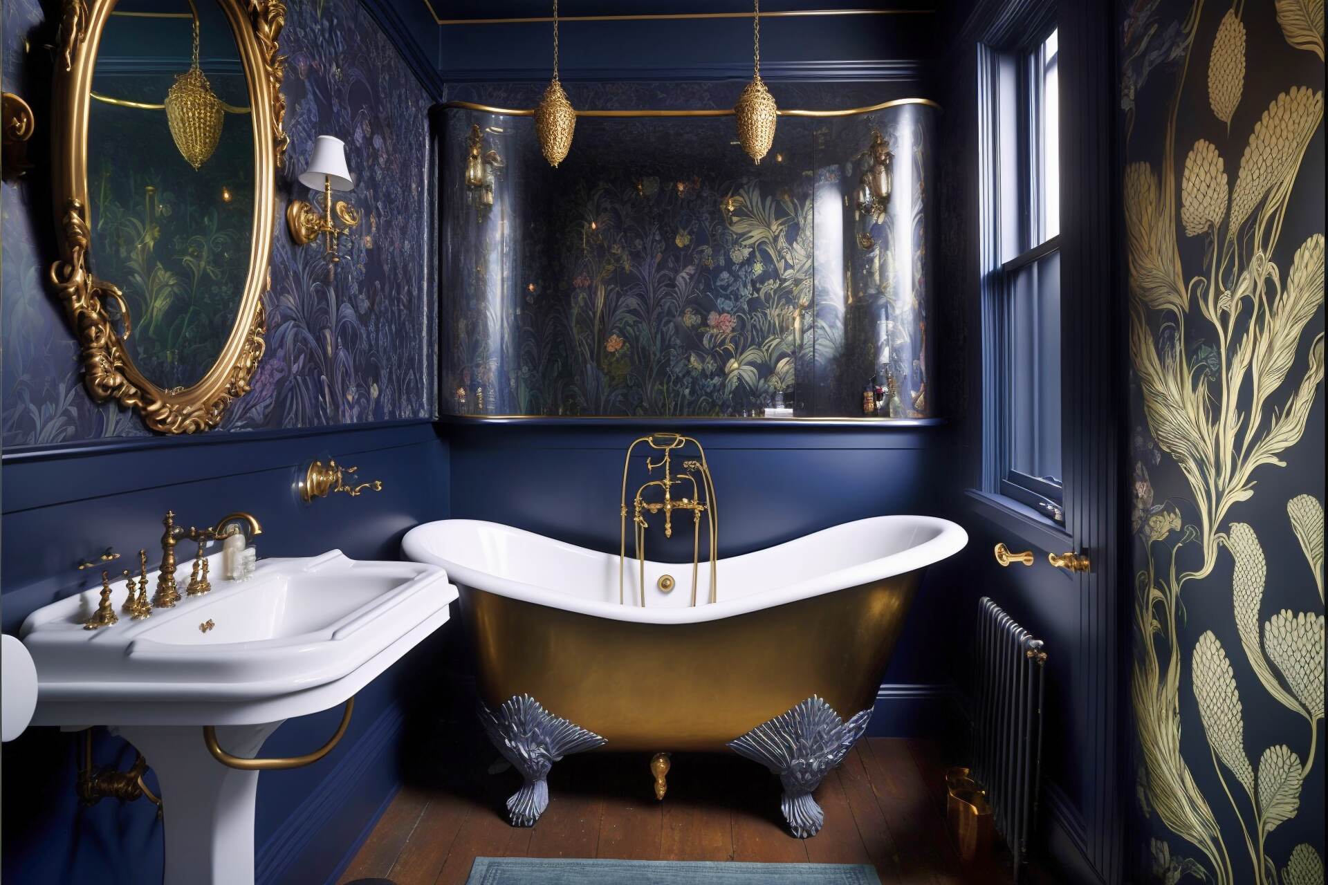 Dreamy Blue Art Nouveau Bathroom