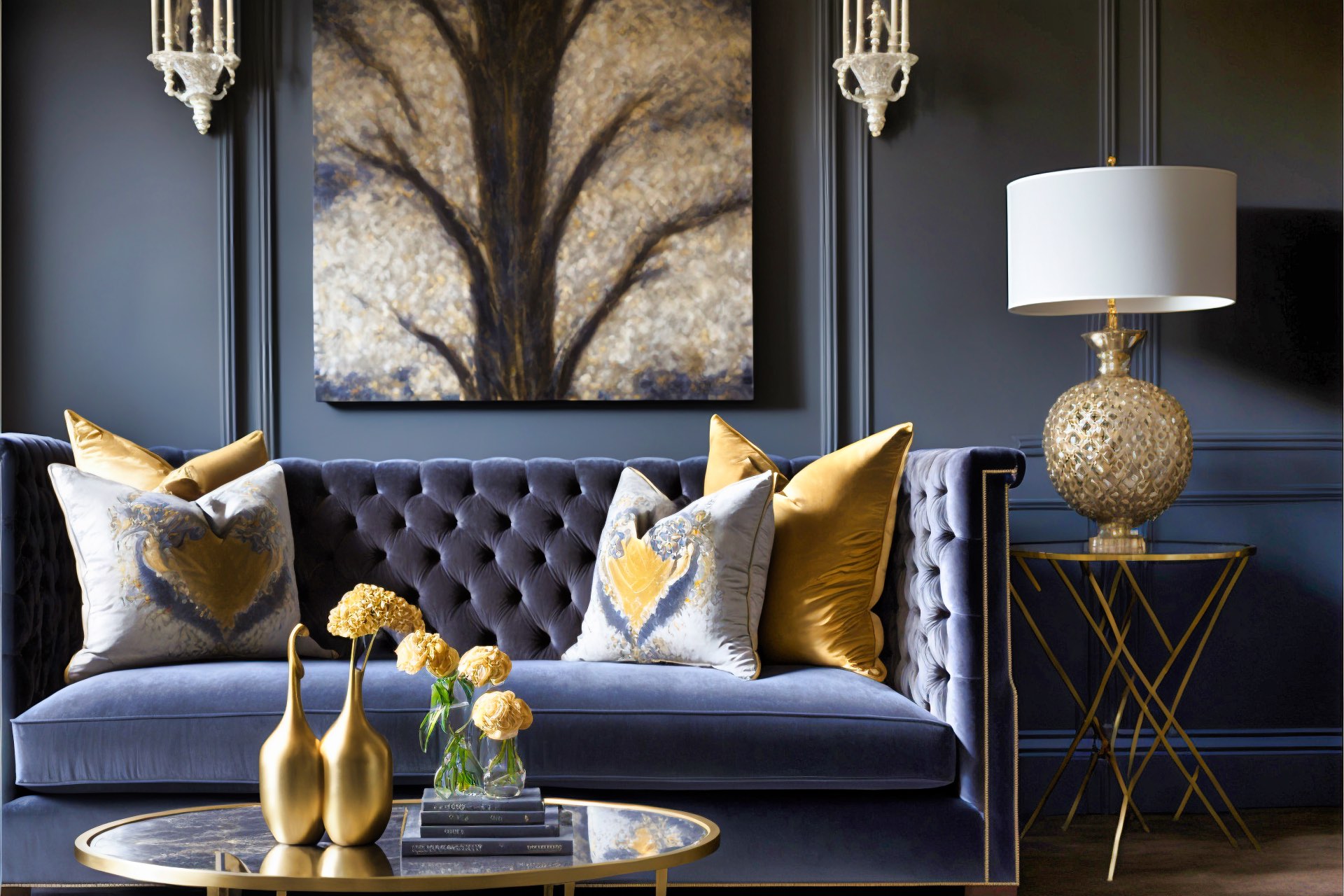 Elegant Gray Gold Living Room
