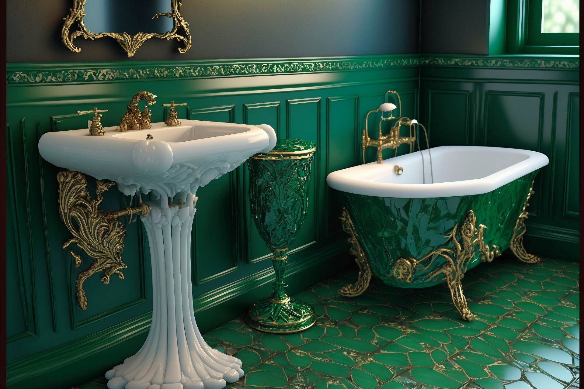 Emerald Forest Art Nouveau Bathroom