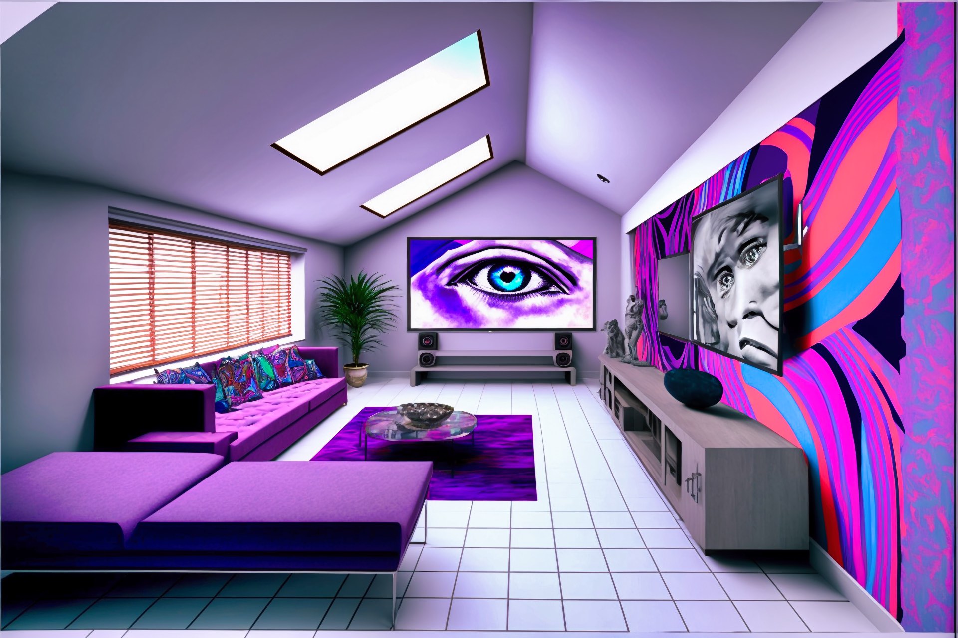 Glimmering Grey Violet Contemporary Living Room