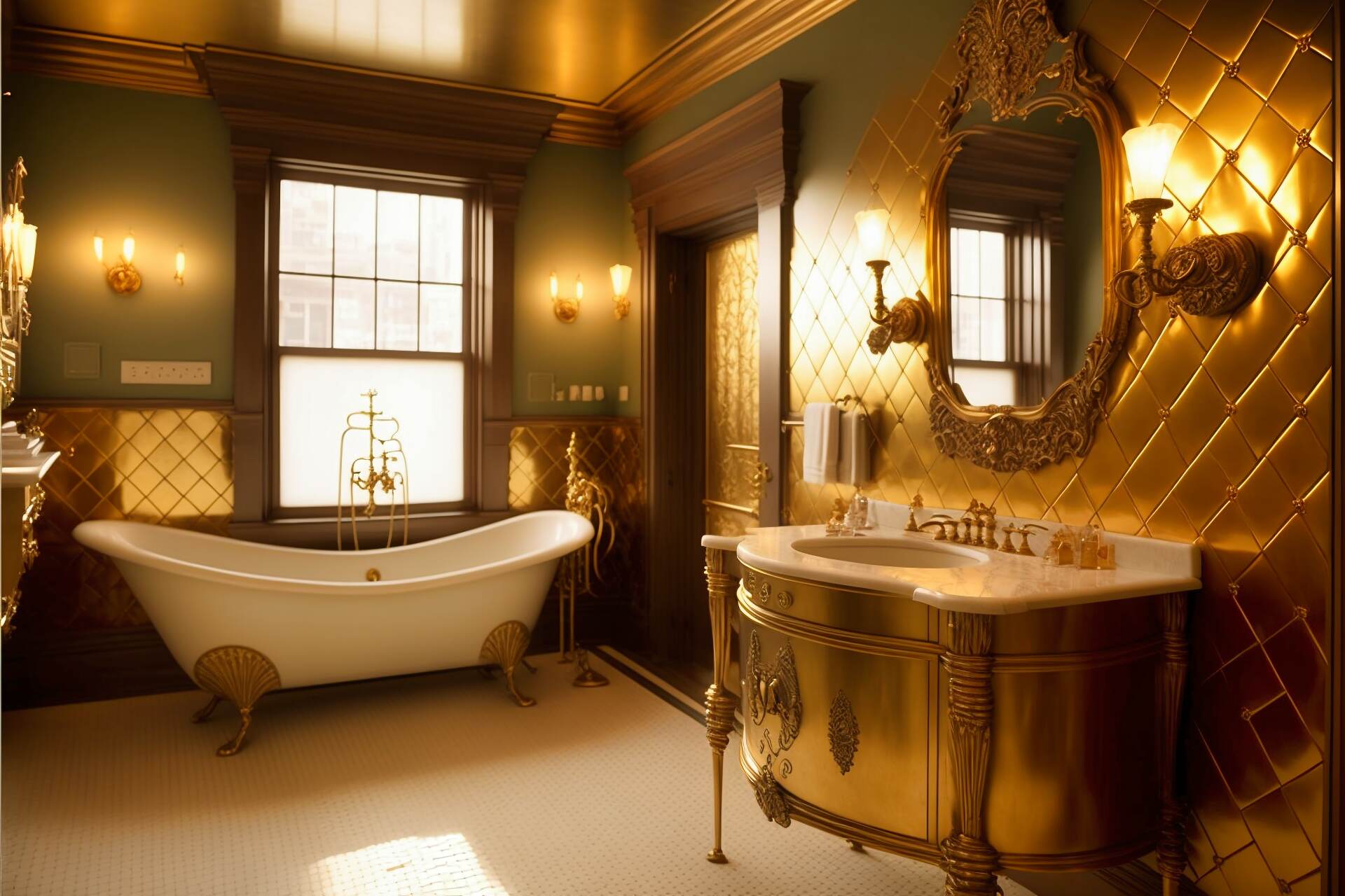 Golden Sunlight Art Nouveau Bathroom