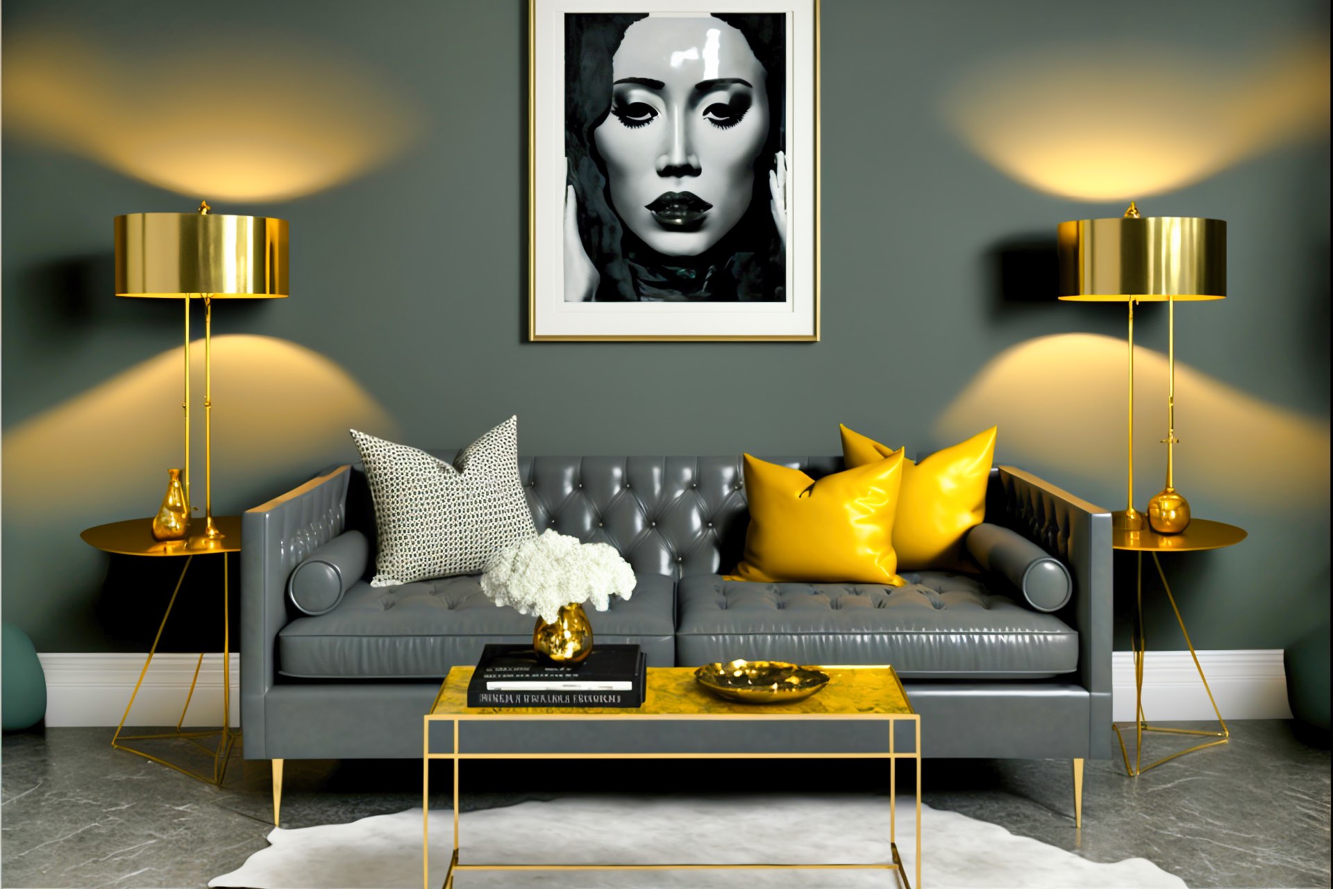 Industrial Gray Gold Living Room