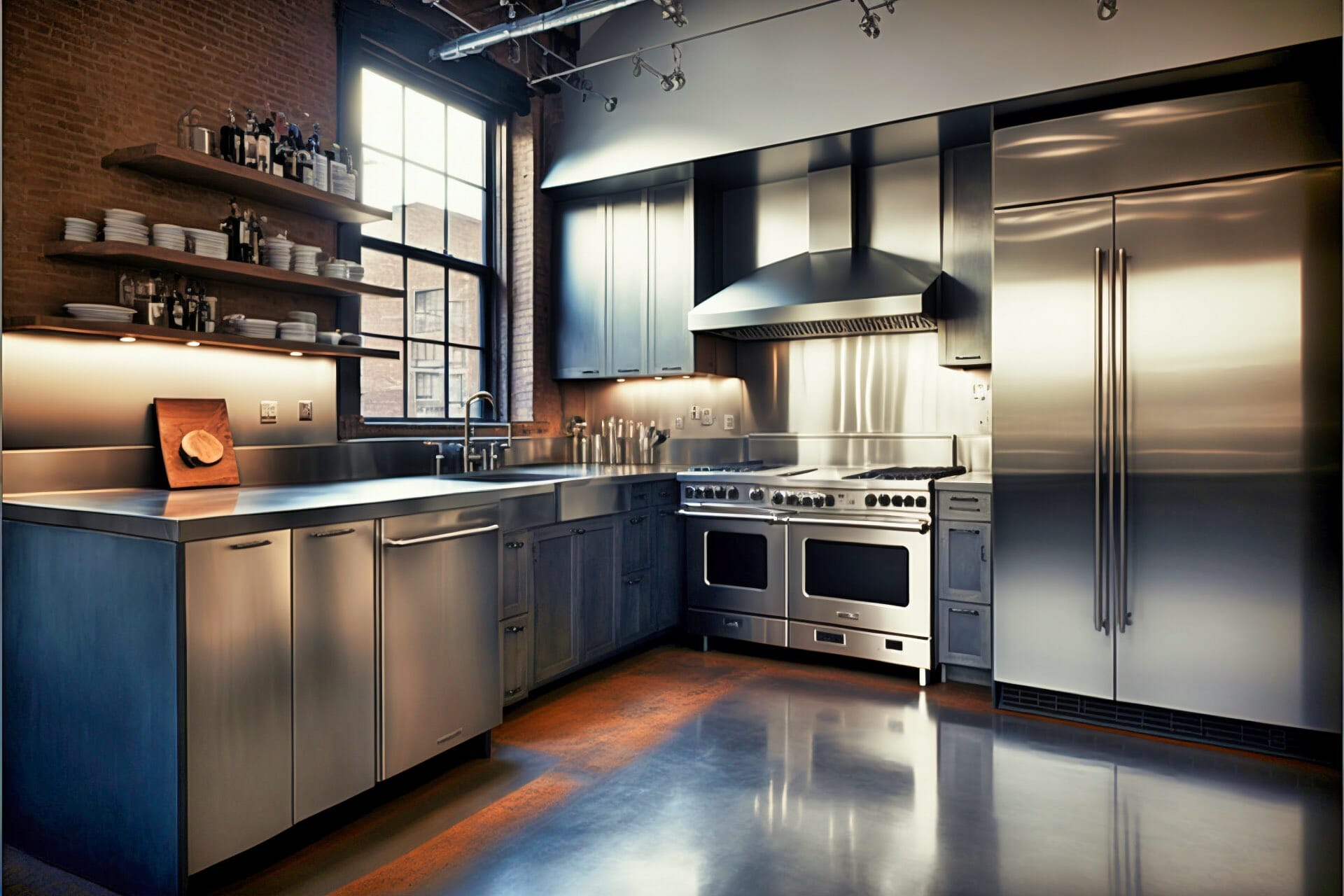 Industrial Steel A Modern Kitchen With A Stainless Steel