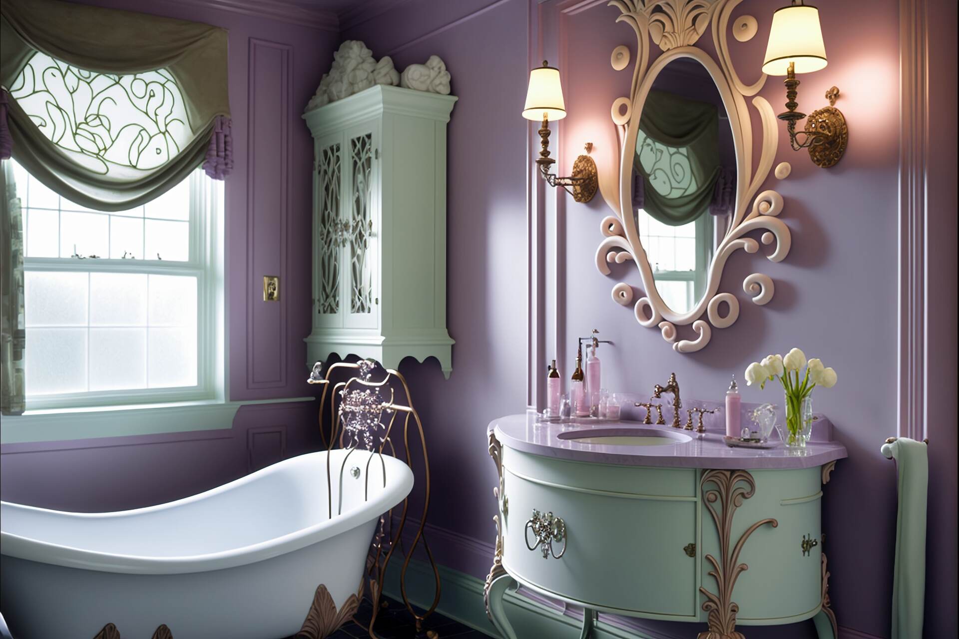 Lavender Haze Art Nouveau Bathroom