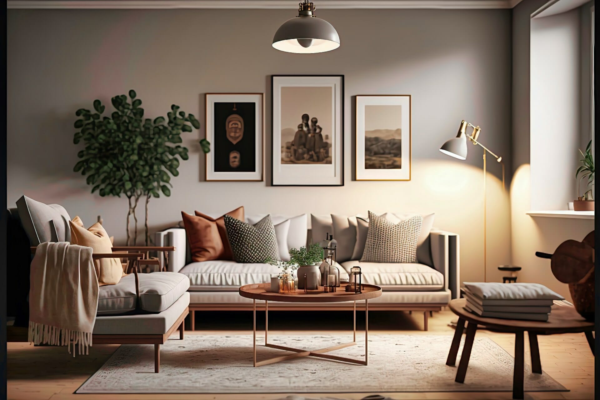 Minimalist Living Room With Artwork On Wall
