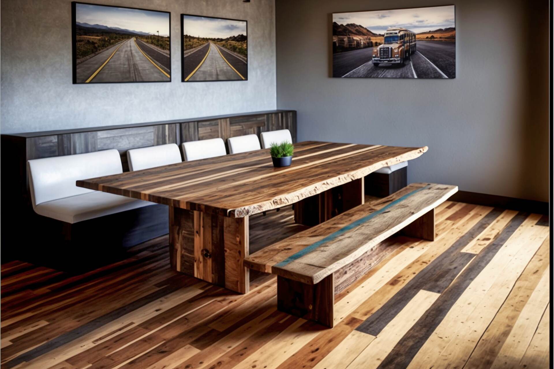Modern Reclaimed Wood Dining Room