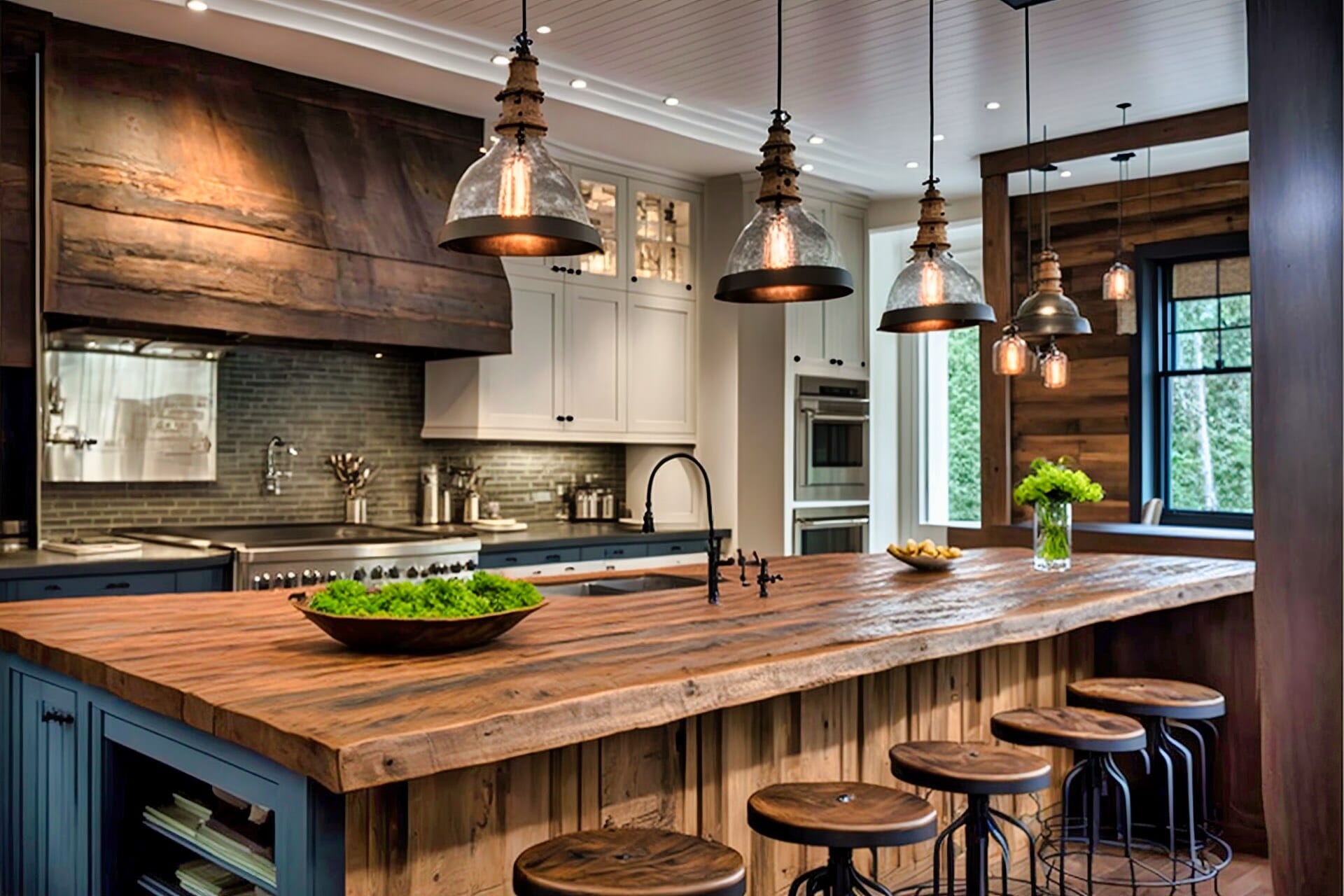 Rustic Wood A Modern Kitchen With A Weathered Wood Counter
