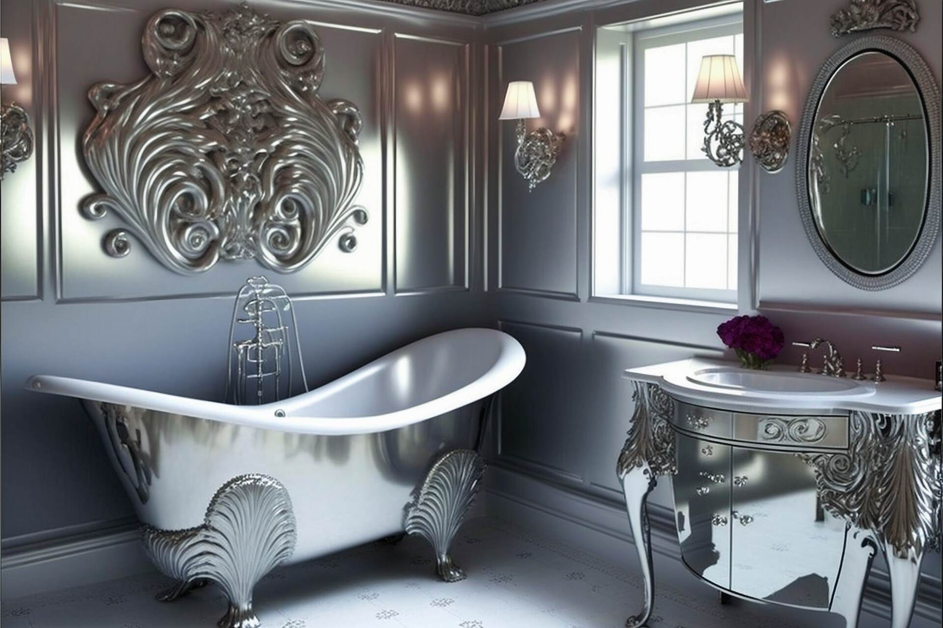 Silver Starlight Art Nouveau Bathroom