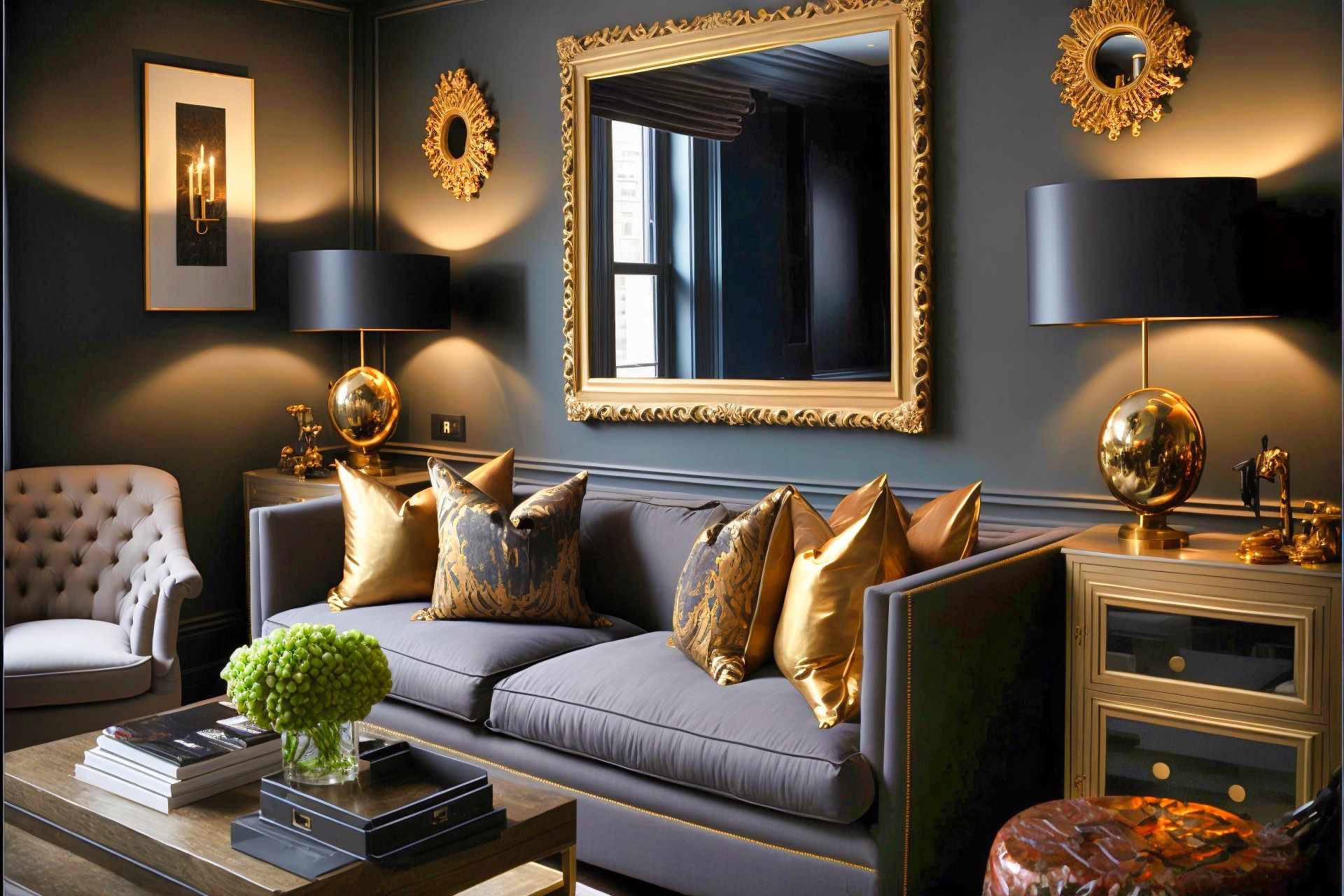 Subtle Shine Living Room A Gold Colored Sofa