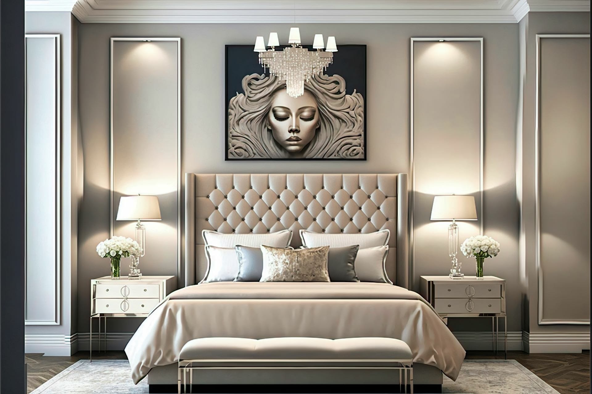 Luxurious And Glamorous Modern Style Bedroom Upscale