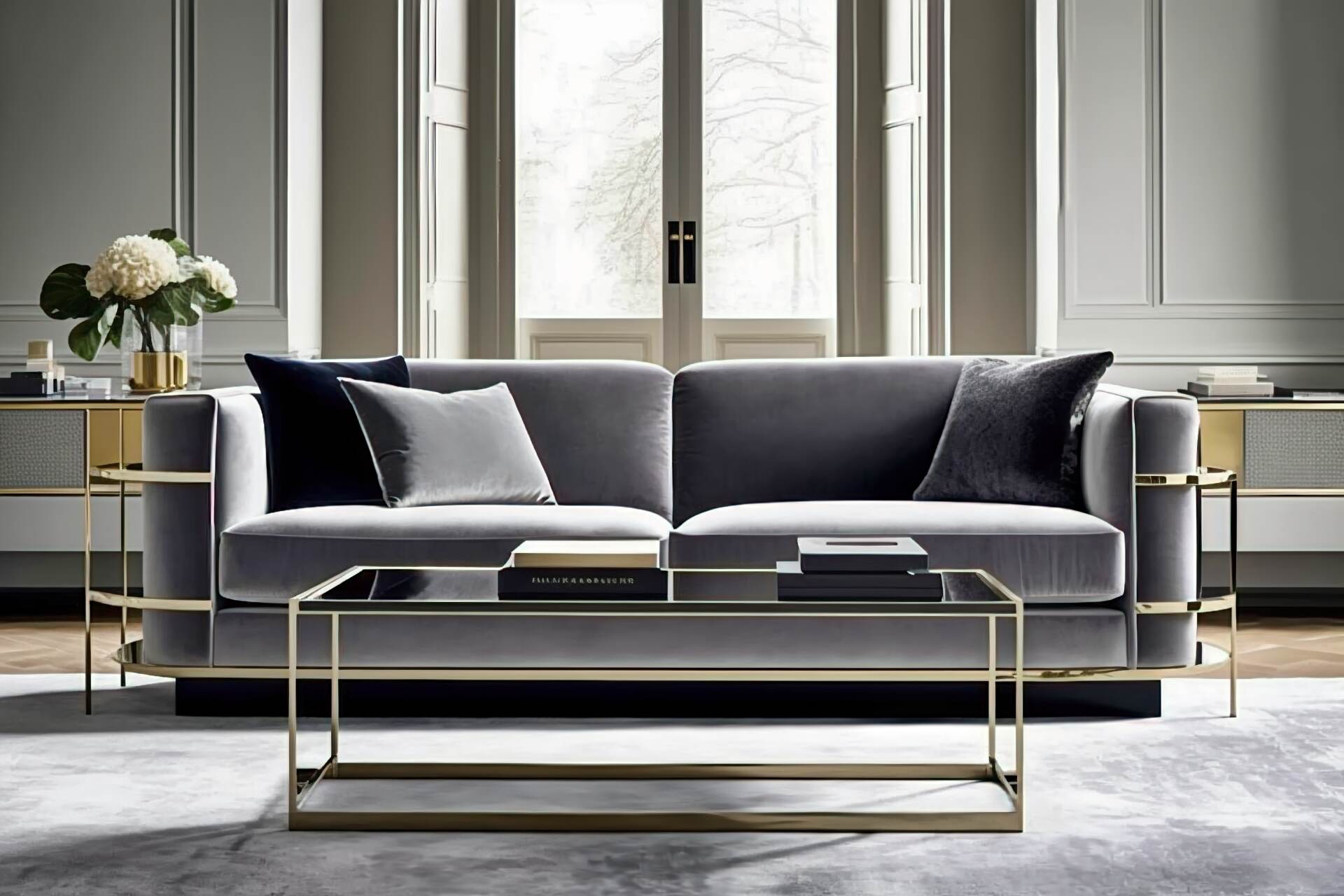 Ein Modernes Italienisches Sofa Mit Klaren Linien Und Einem Schlanken Fußteil