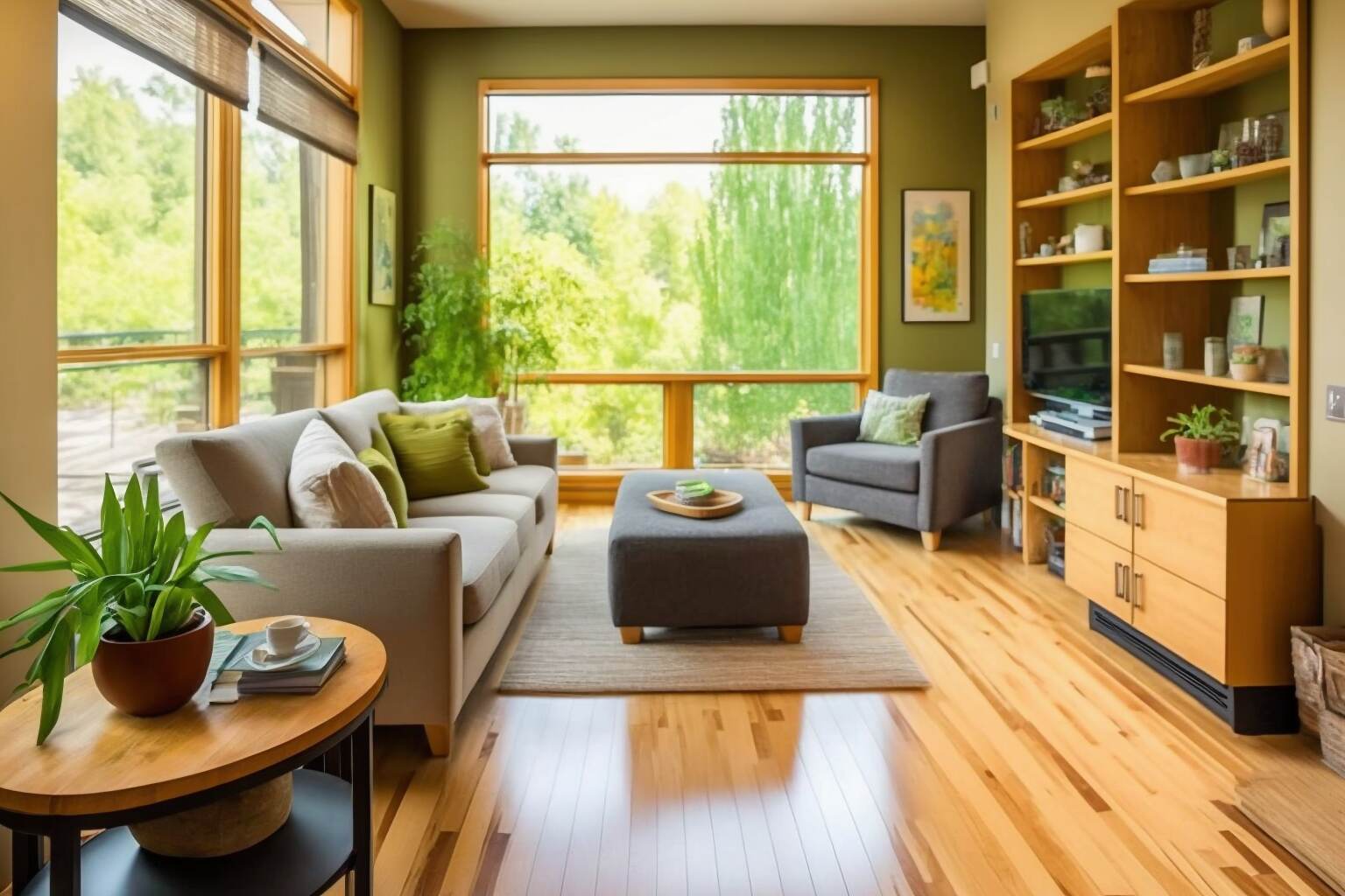A Living Room With Bamboo Flooring