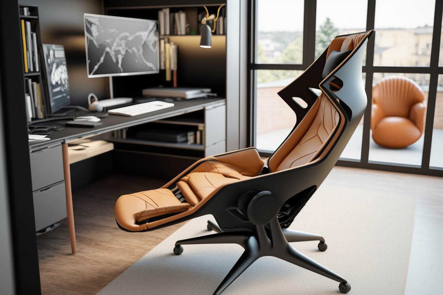 Ein Ergonomischer Lounge-Sessel Mit Schlankem Und Modernem Design, Perfekt Für Ein Stilvolles Wohnzimmer Oder Büro.