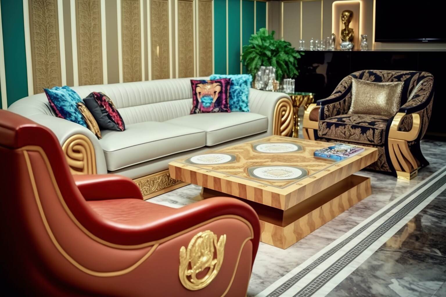 Versace Home Furnished Italian Style Living Room