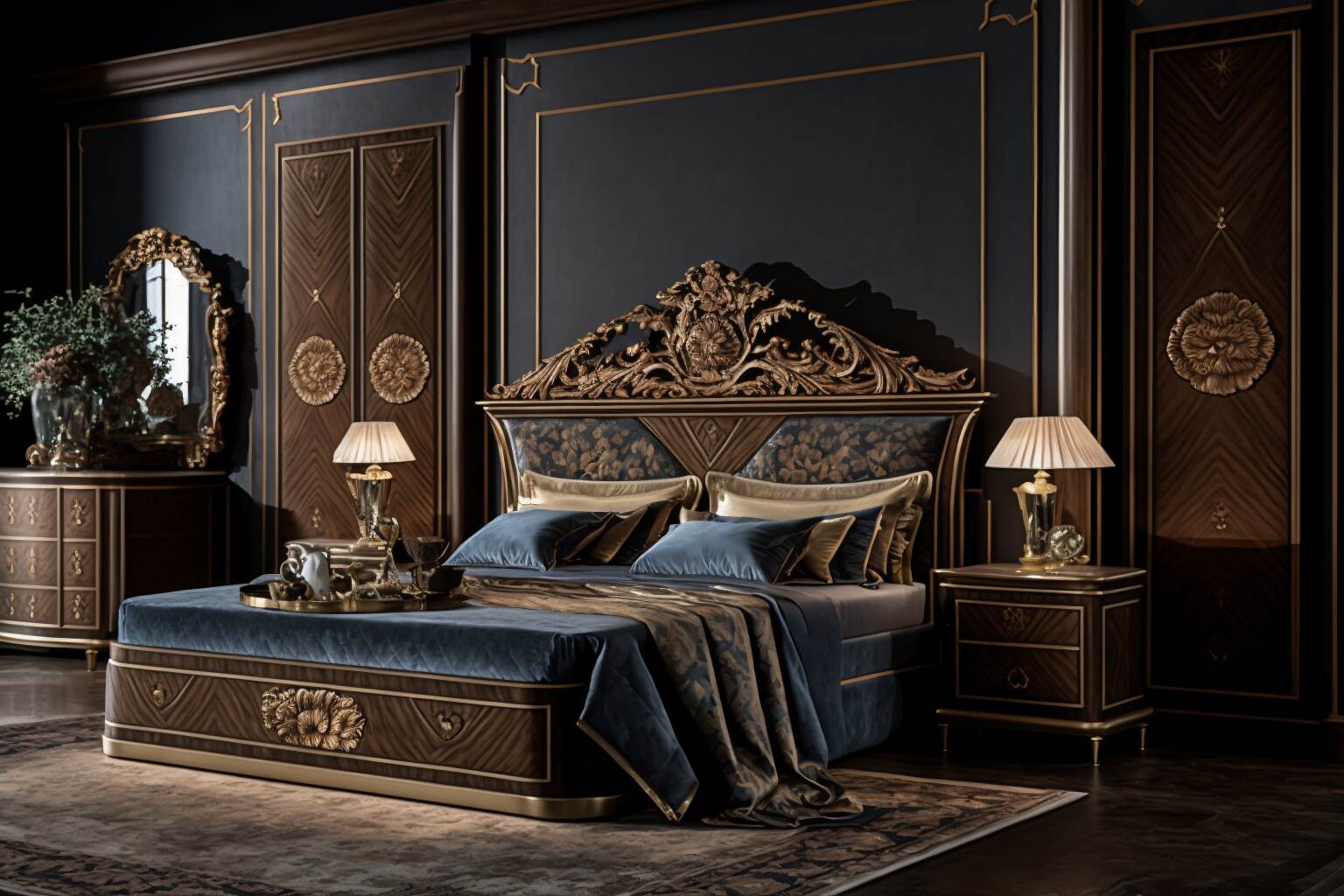 Elegantes Schlafzimmer Mit Luxuriösen Italienischen Möbeln.