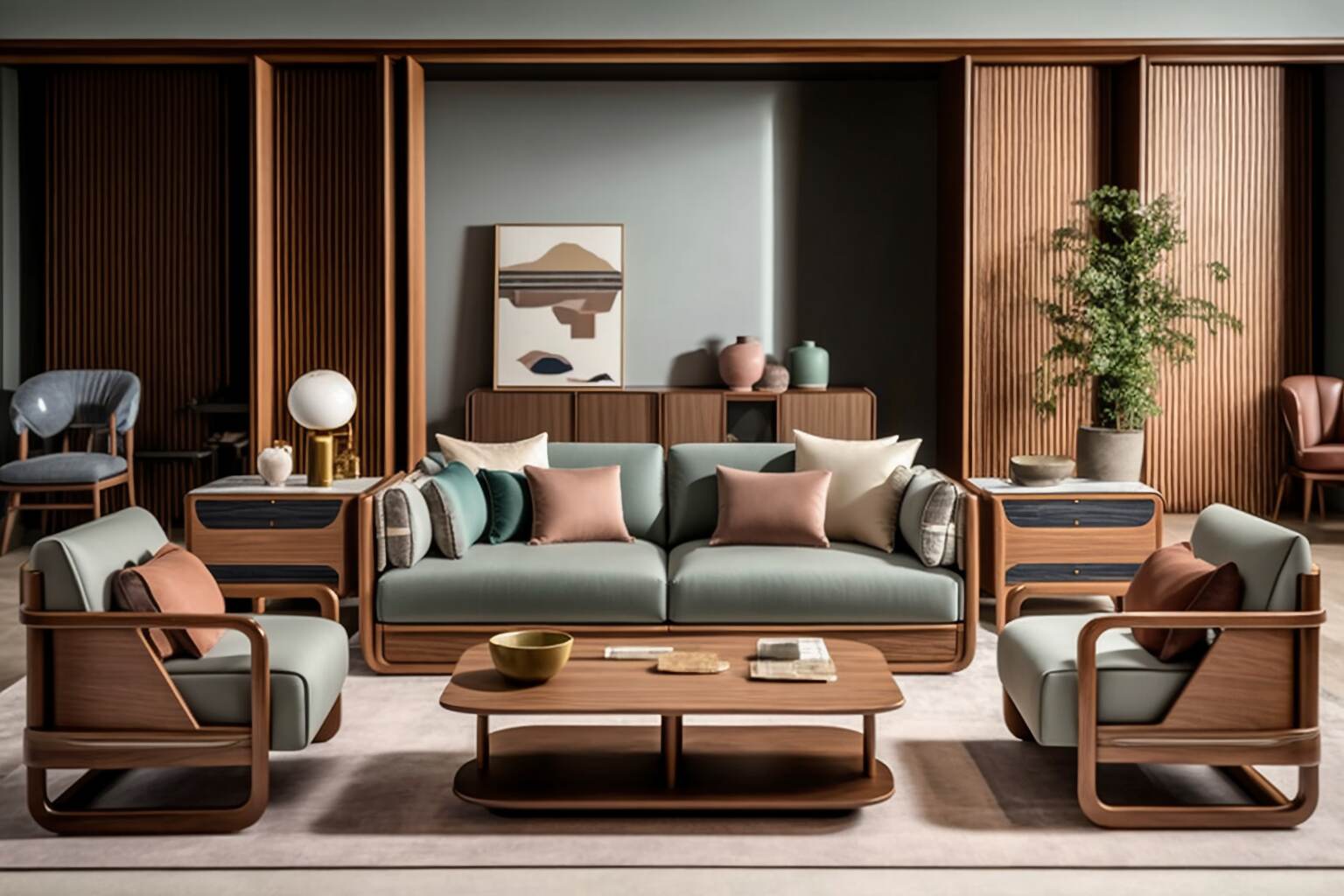 Geräumiges, Mit Italienischen Designermöbeln Eingerichtetes Wohnzimmer