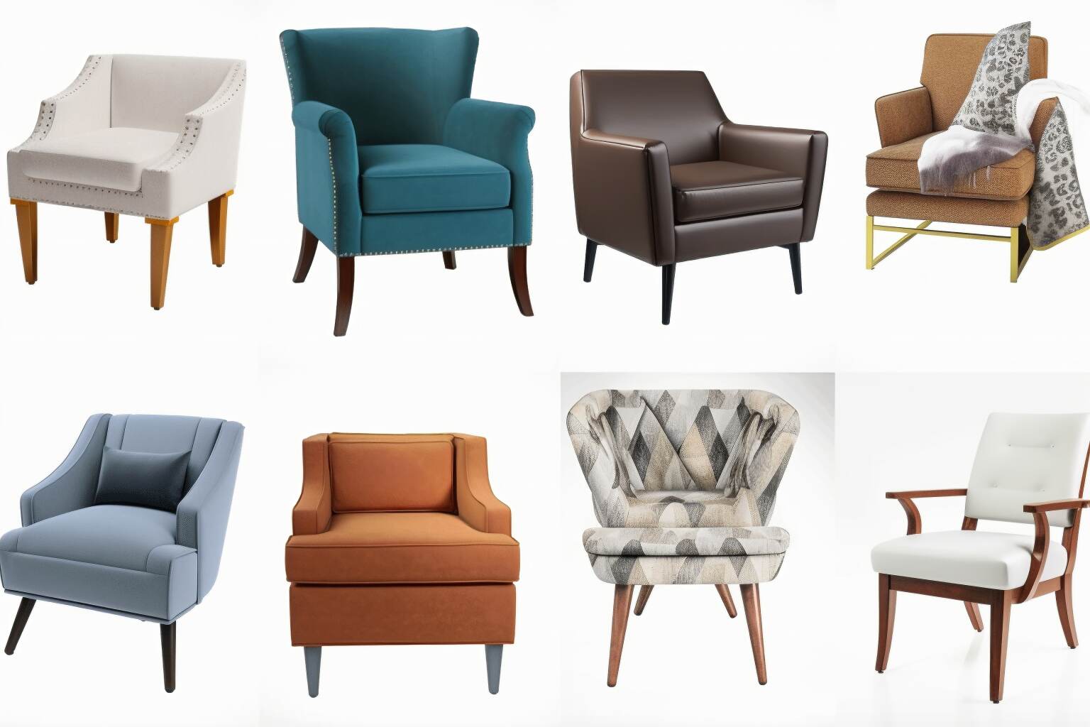 A Collage Showcasing Images Of The Different Types Of Living Room Armchairs