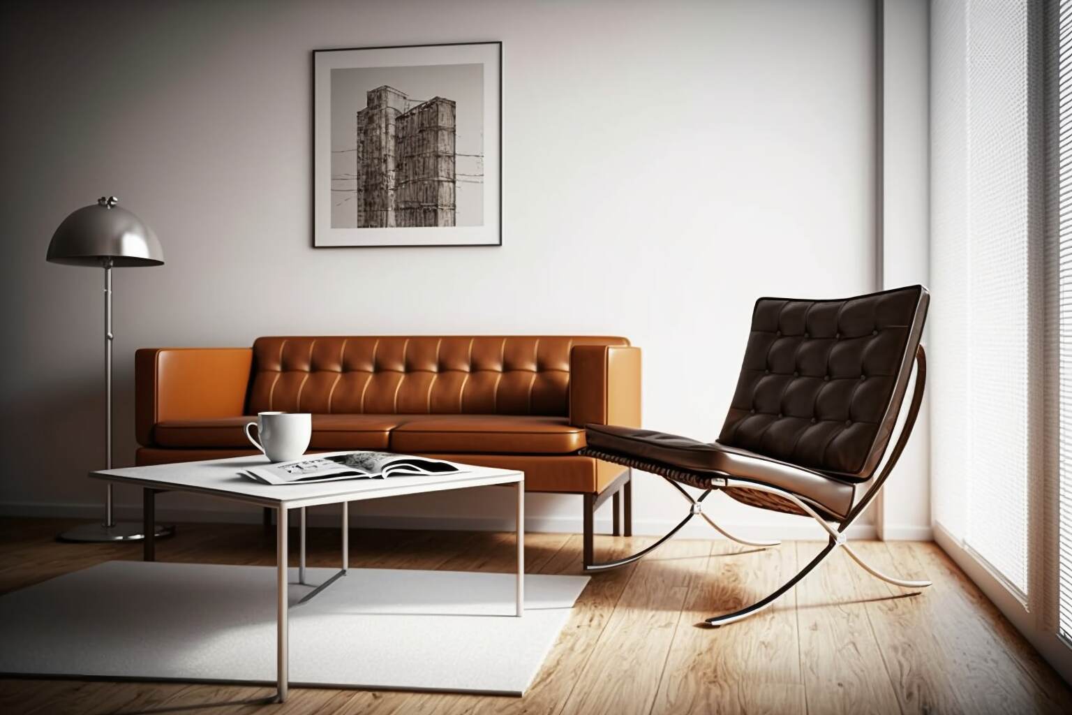 Studio-Apartment Mit Einem Barcelona Chair.