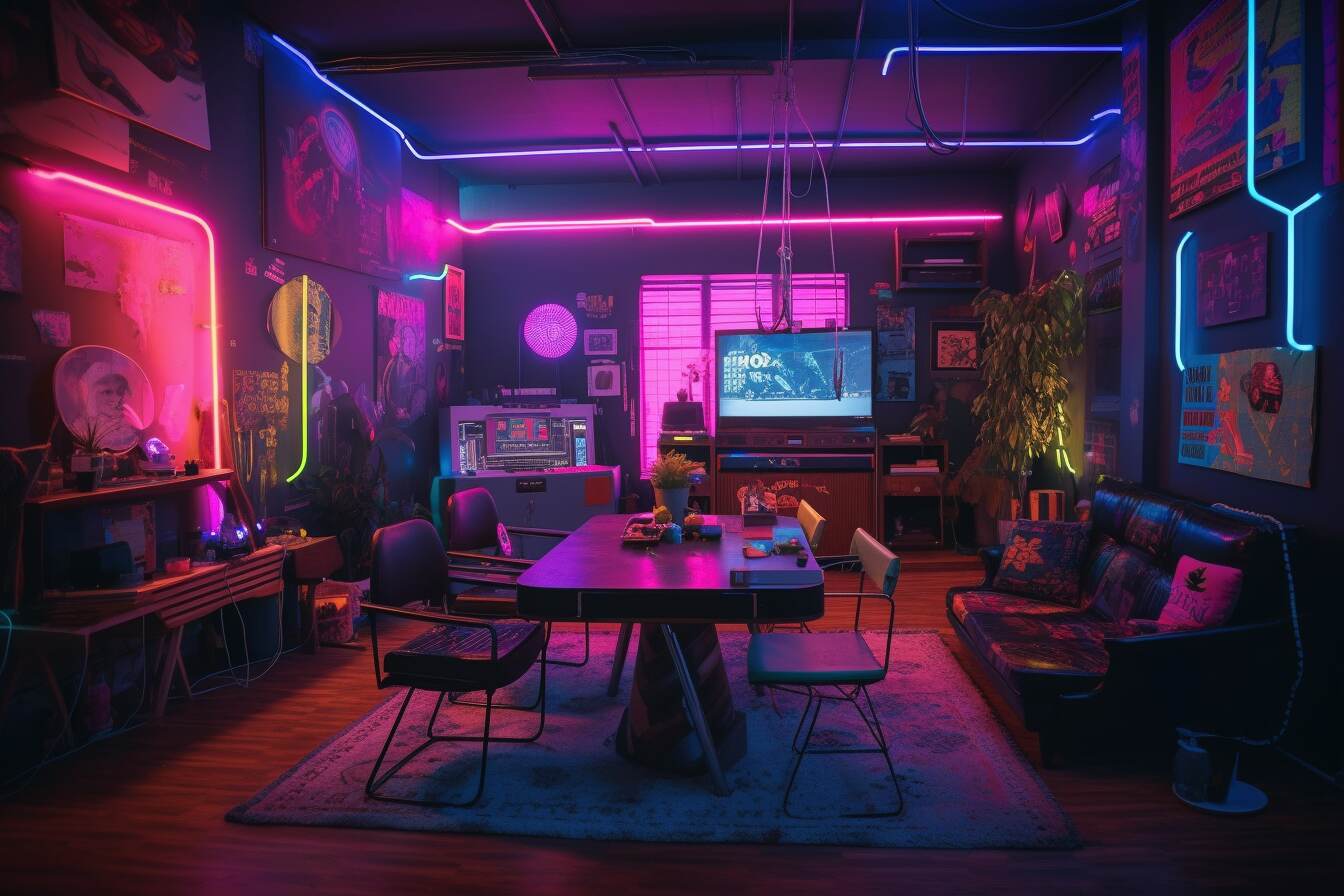 Eclectic And Immersive Cyberpunk Living Space