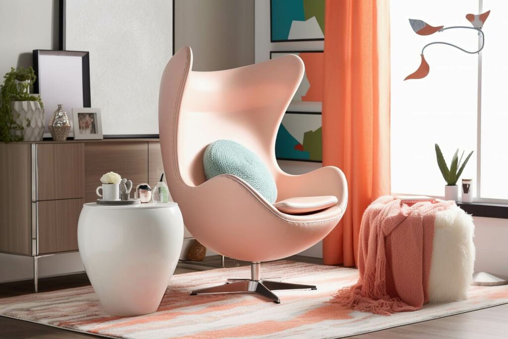 Egg Chair Styled With Accessories And A Matching Color