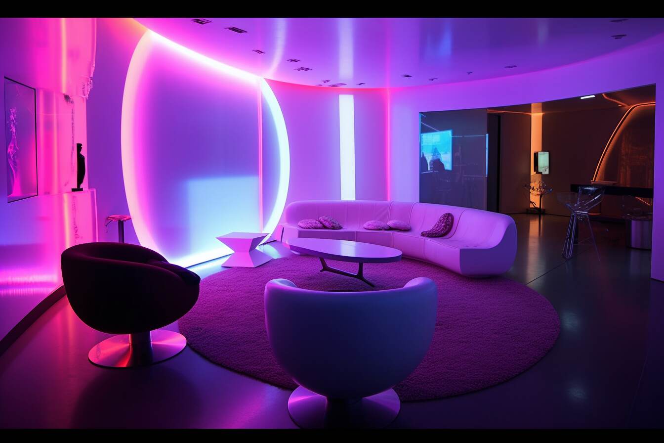 Futuristisches Zimmer Mit Farbigen Hintergrundbeleuchtungen