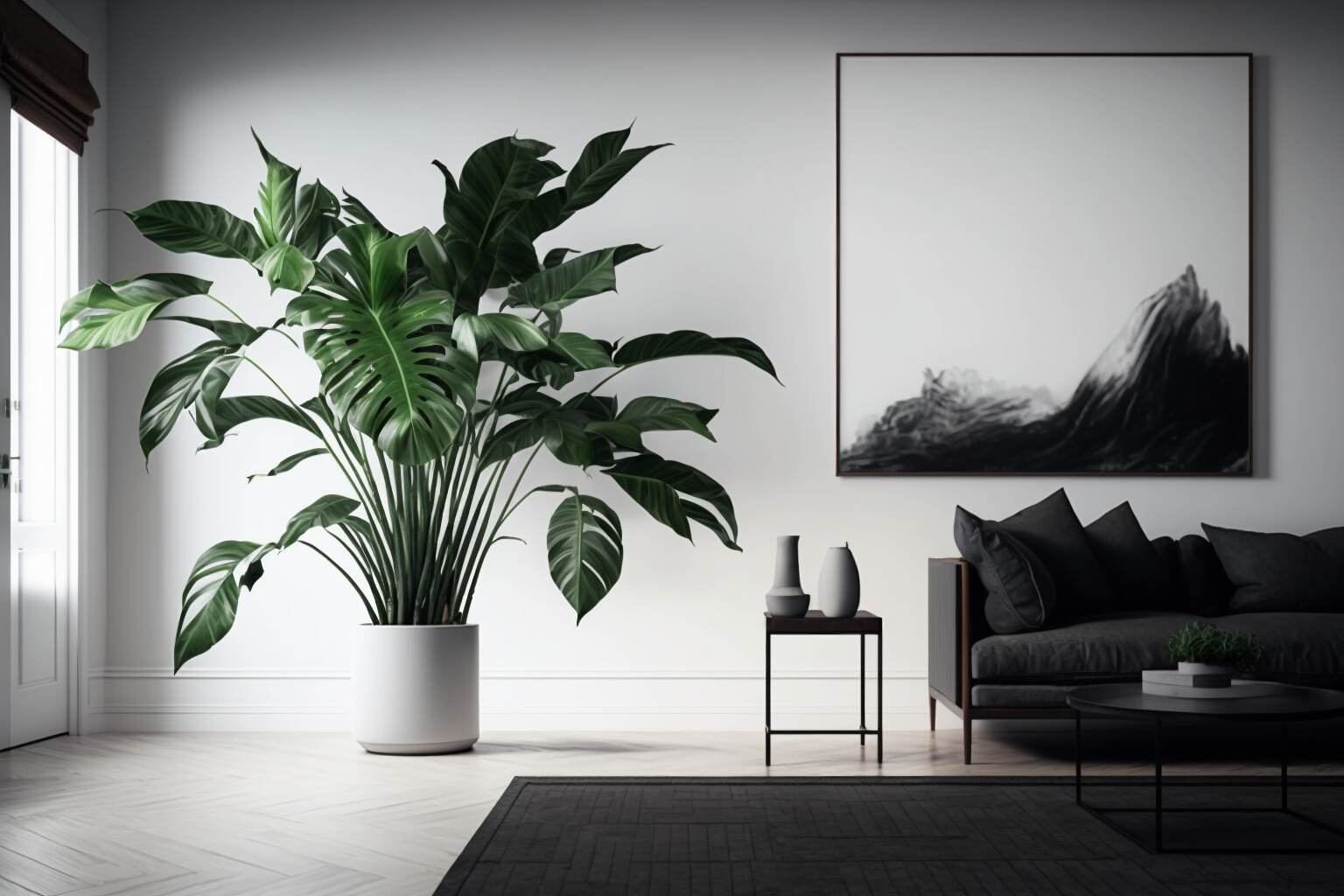 Living Room With A Large Statement Plant