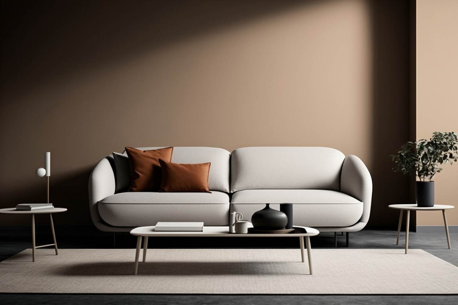 Living Room With A Sleek And Minimalist Sofa