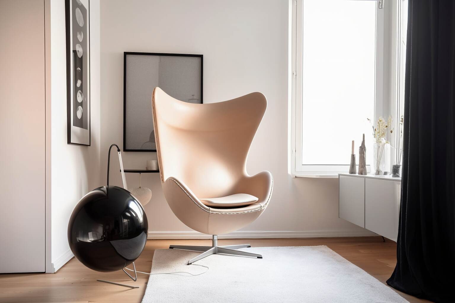 Small Space With An Egg Chair As A Focal Point