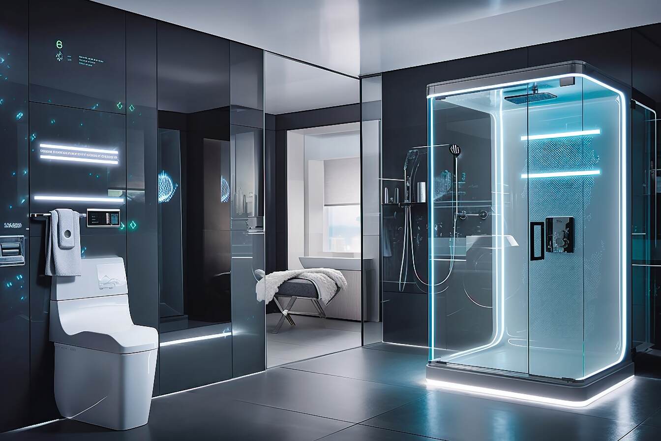 Ein Hightech Badezimmer Mit Einer Automatisierten Massagedusche