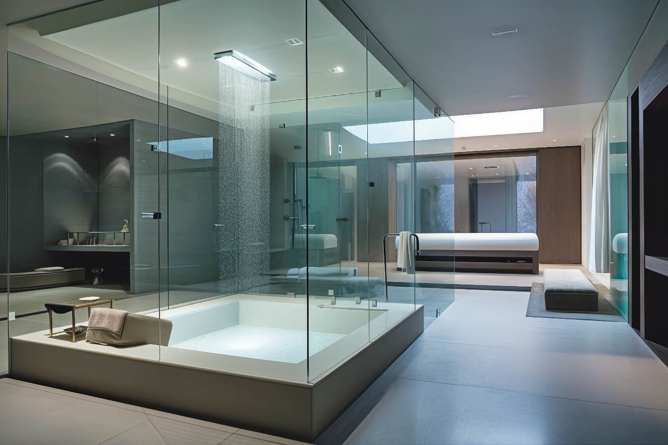 Ein Minimalistisches Offenes Konzept Badezimmer