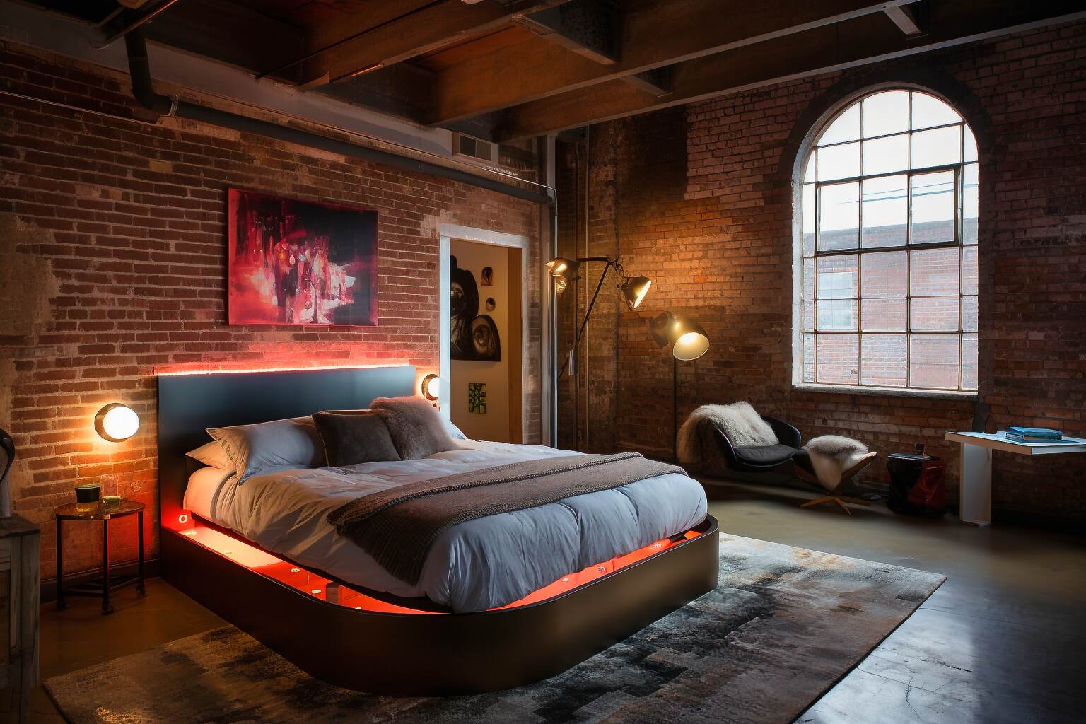 Industrial Loft Aesthetic Cyperpunk Bedroom