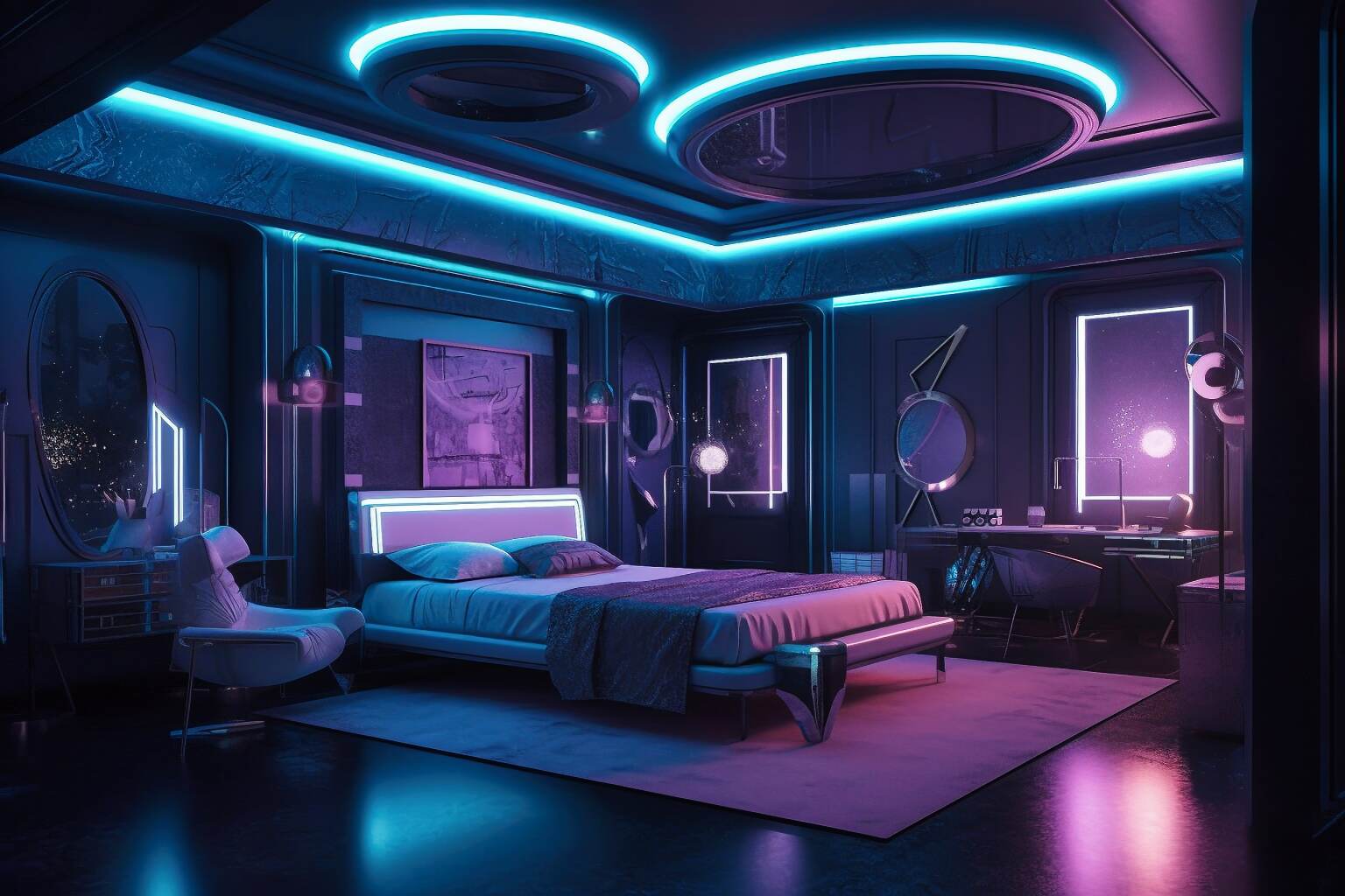 Sci Fi Glam Cyperpunk Bedroom