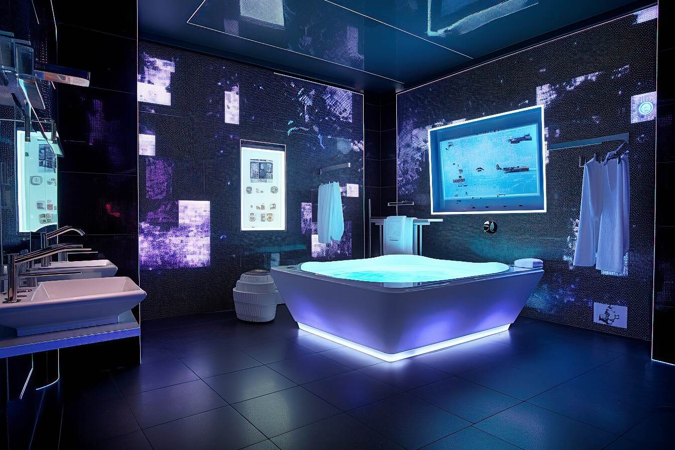 Futuristic Bathroom With Holographic Projections