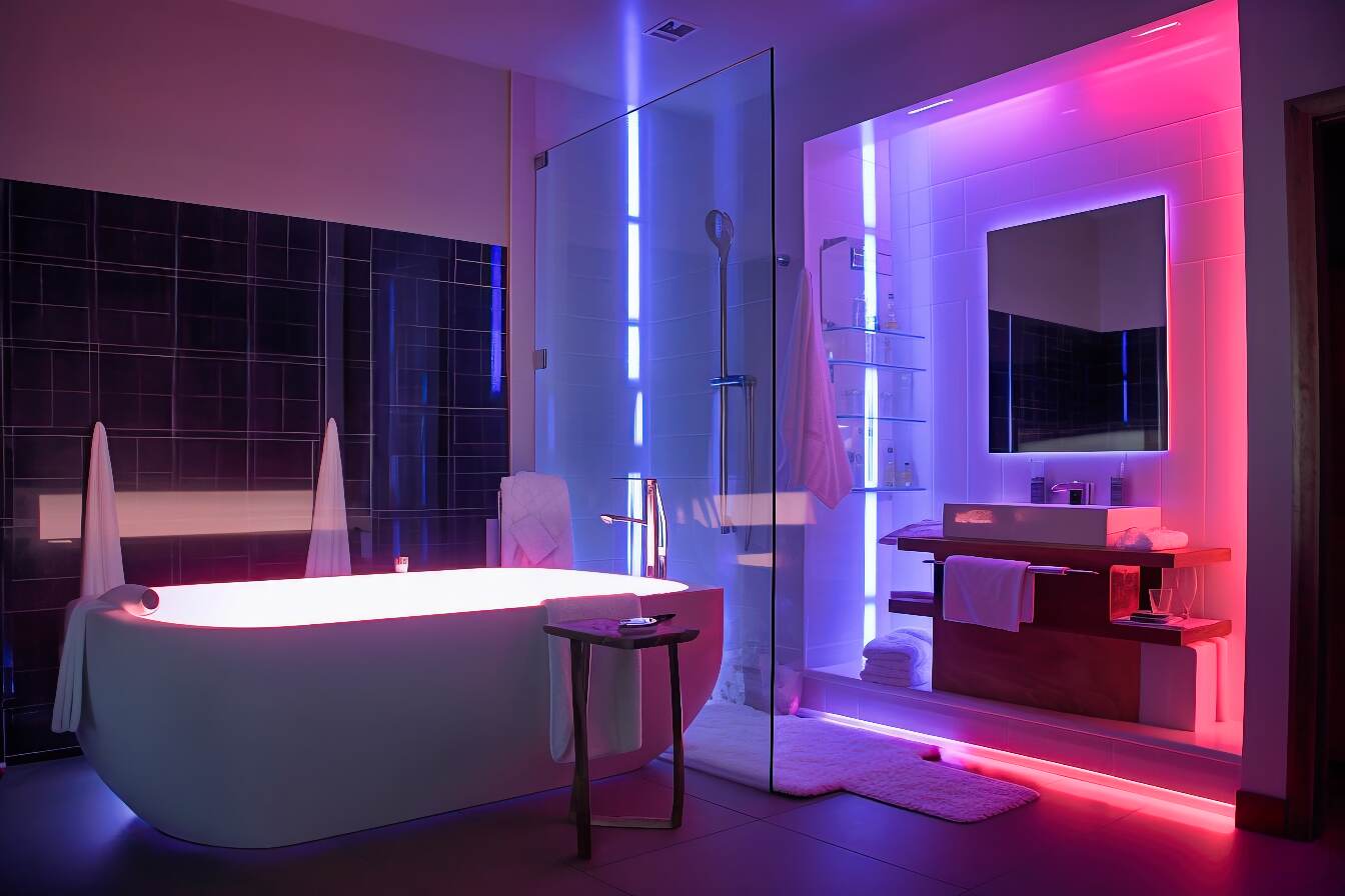 Modern Bathroom With Adjustable Color Changing Led Lighting