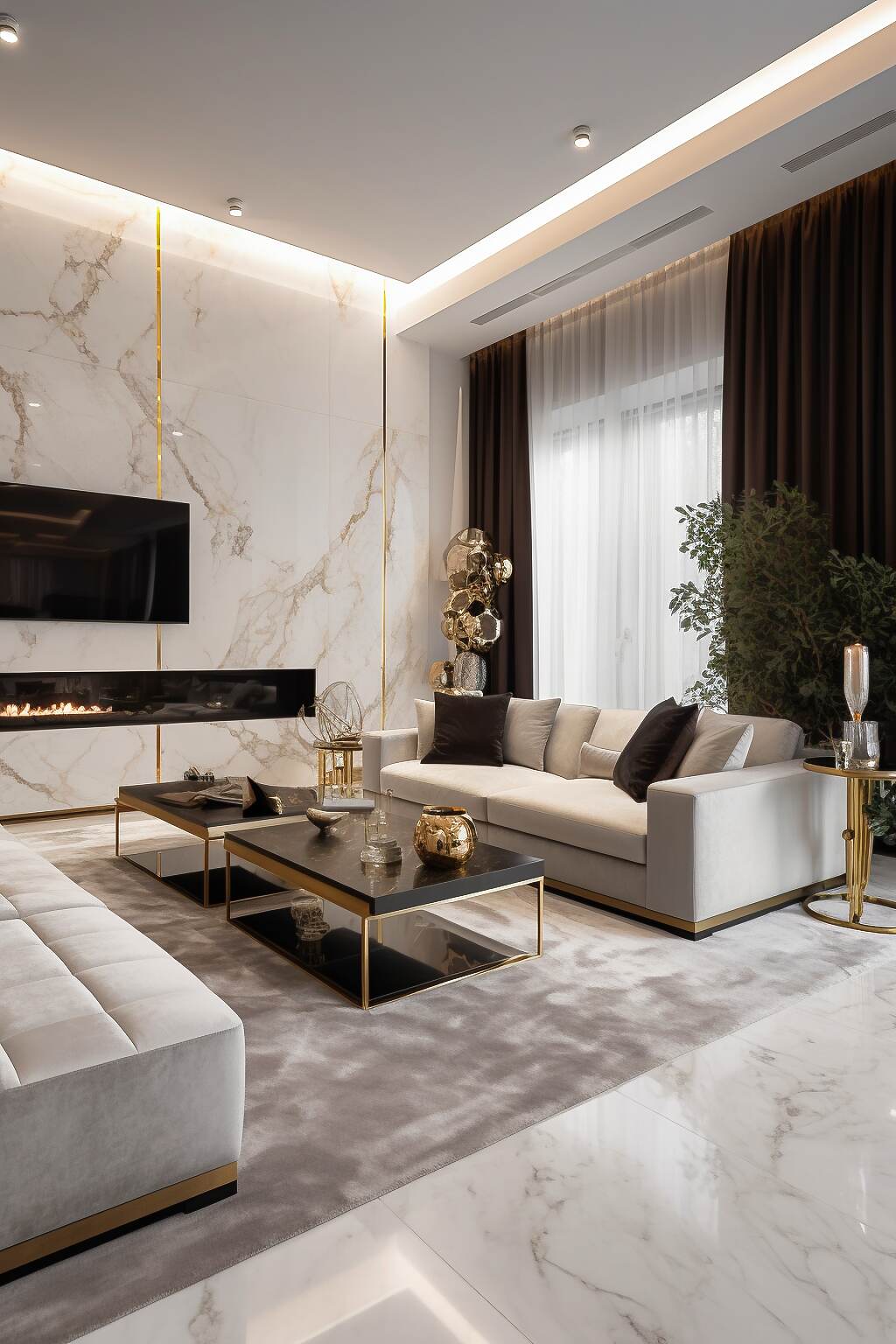 Timeless Meets Contemporary In This Luxury Living Room With A White Italian Designer Sofa