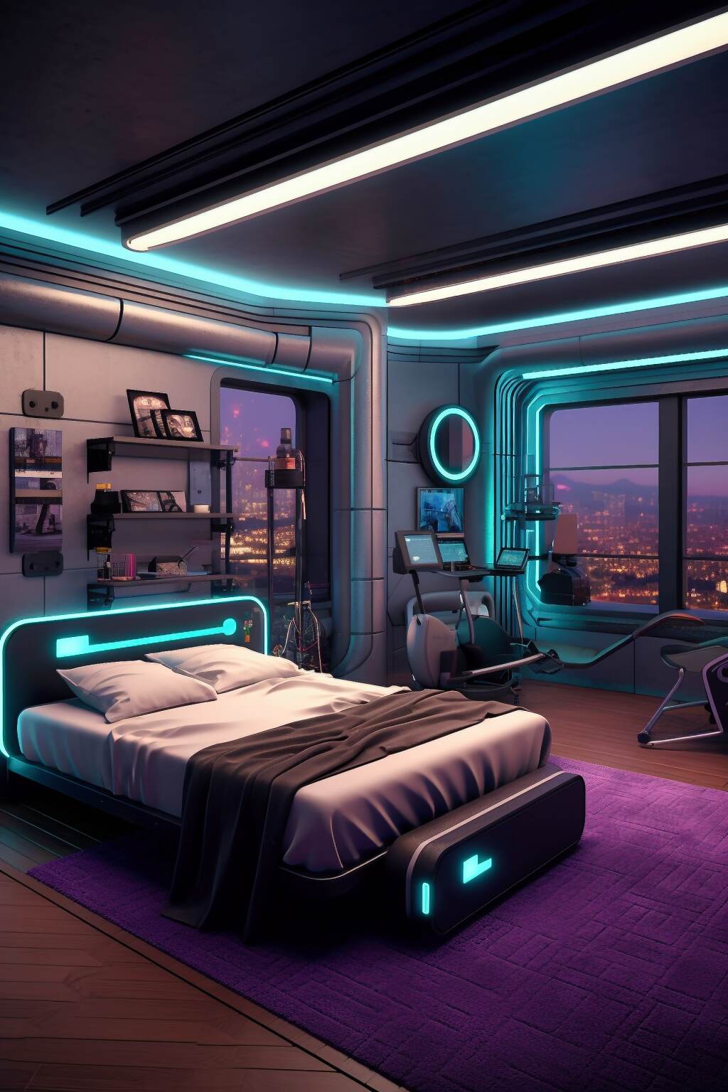 Cyberpunk Fitness-Focused Bedroom -
Energize Your Life