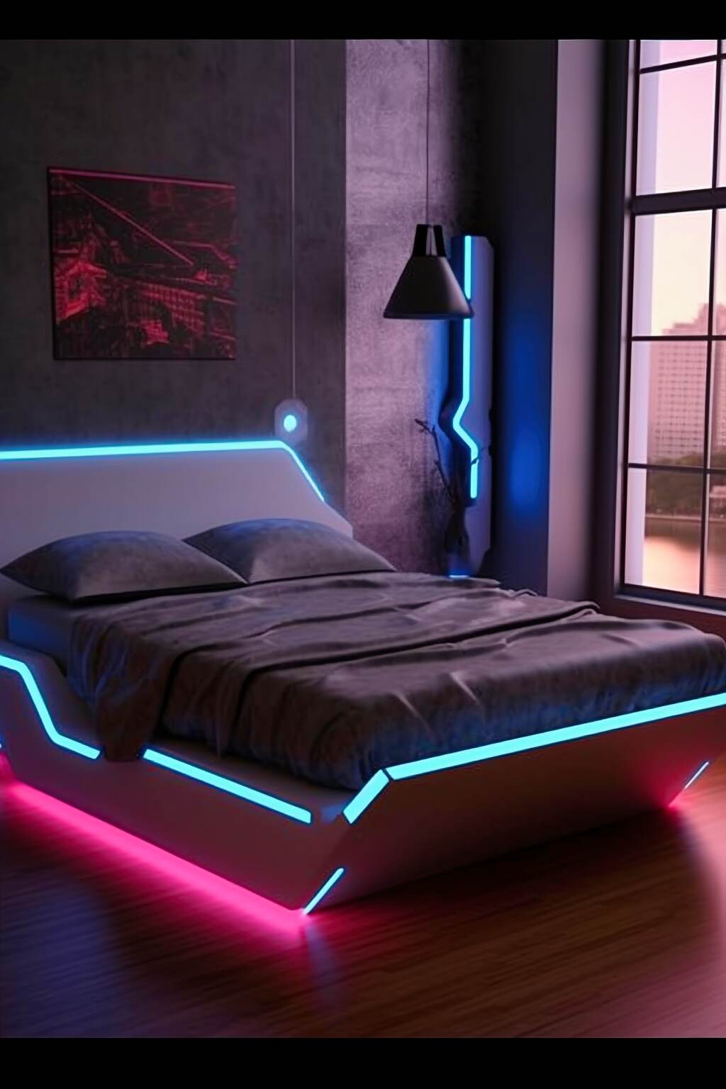Cyberpunk Neon Lit Sanctuary