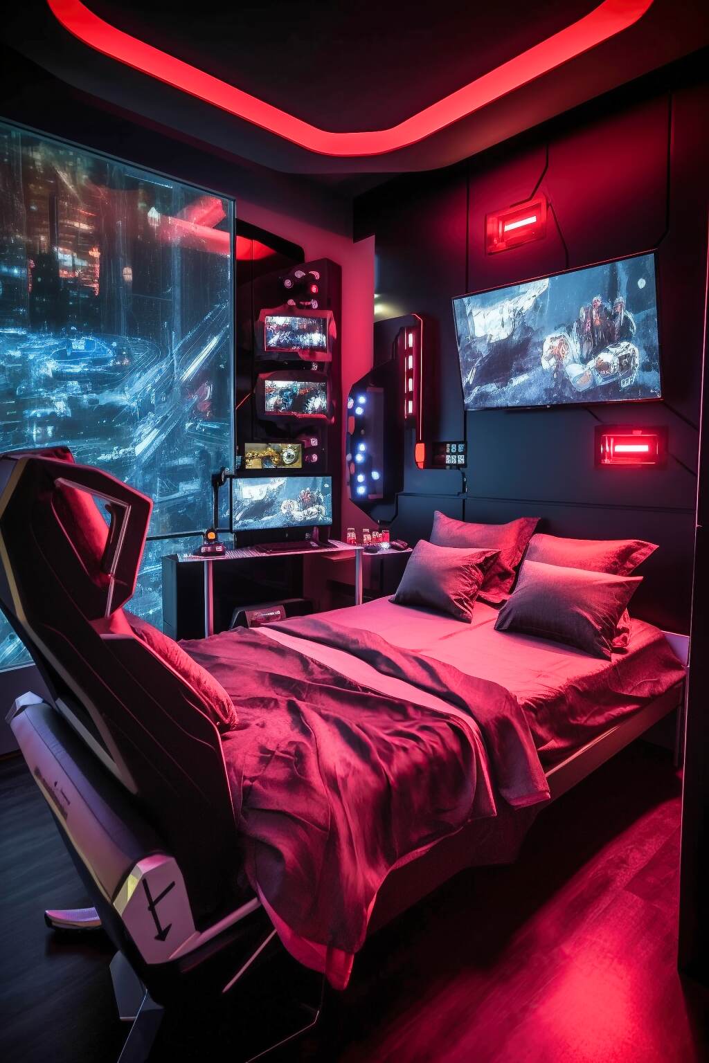 Cyberpunk Vr Gaming Den Bedroom - Immersive Gaming, Unleashed