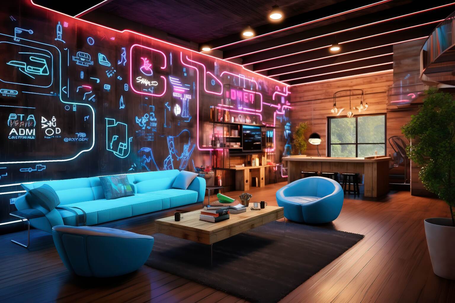 Cyber Cafe This Cyberpunk Inspired Living Room